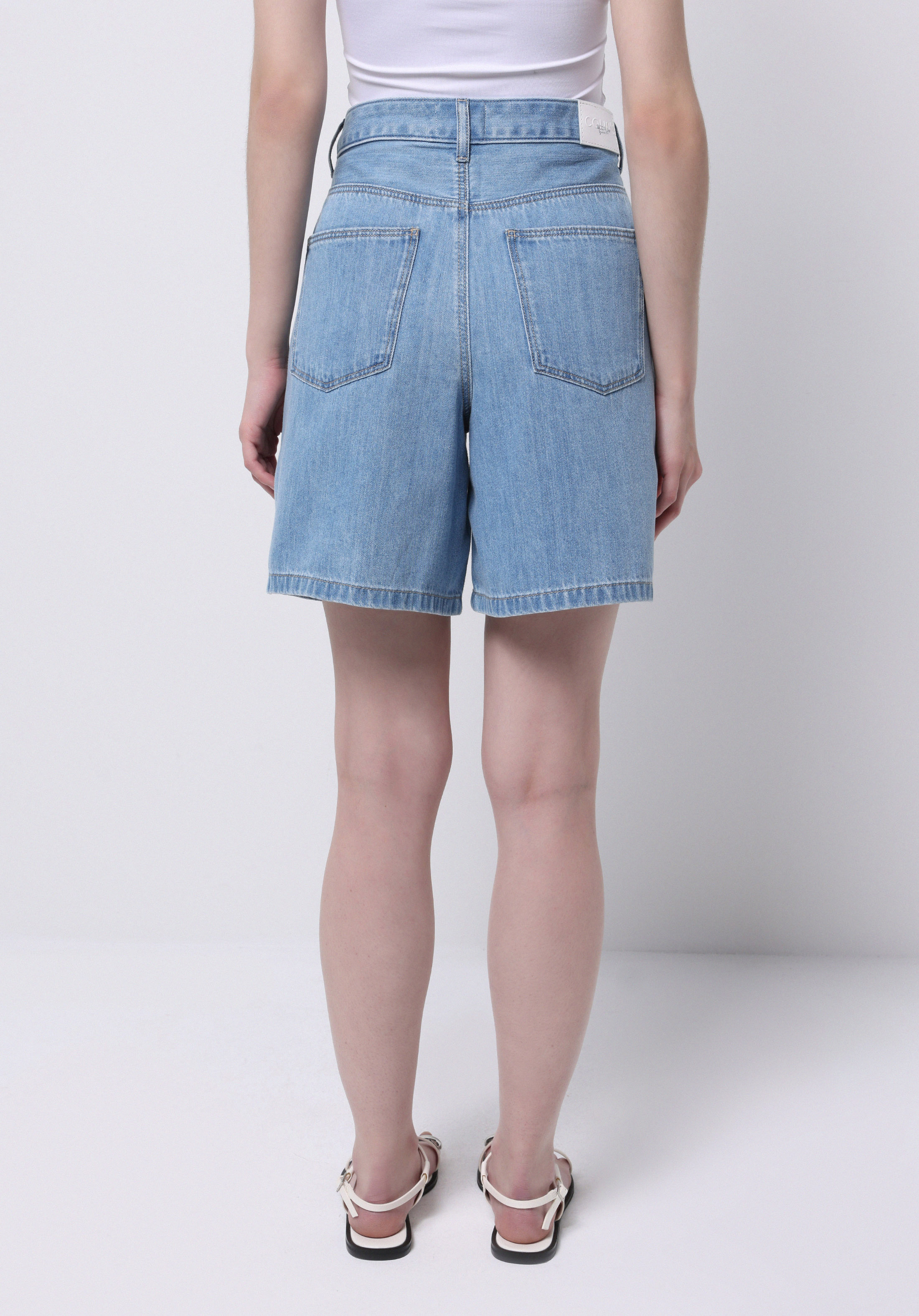 Afișați detalii pentru Loose Fit Talie Talie Dreaptă Pantaloni Scurți De Jean İndigo Pentru Femei