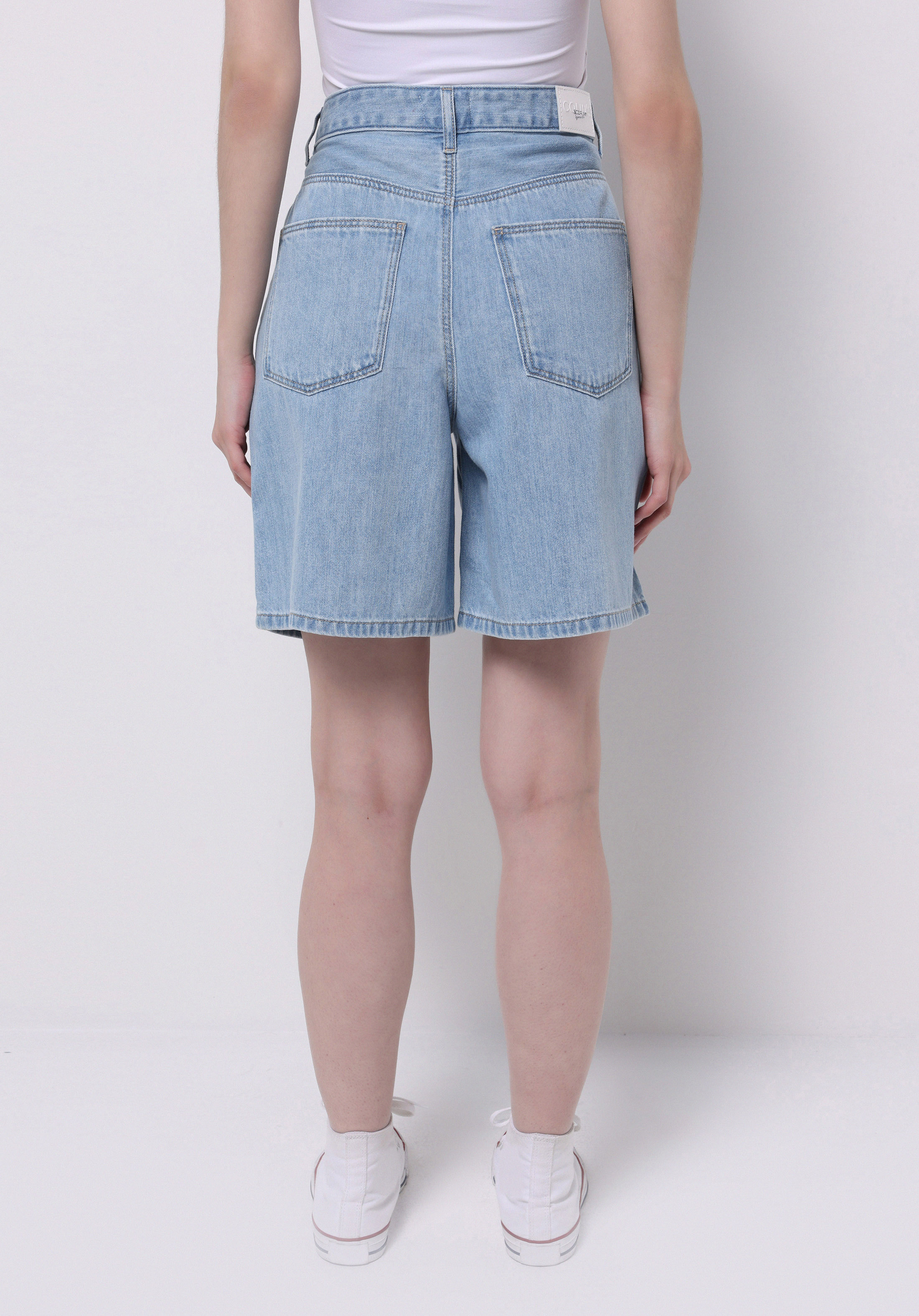 Afișați detalii pentru Loose Fit Talie Talie Dreaptă Pantaloni Scurți De Jean İndigo Pentru Femei
