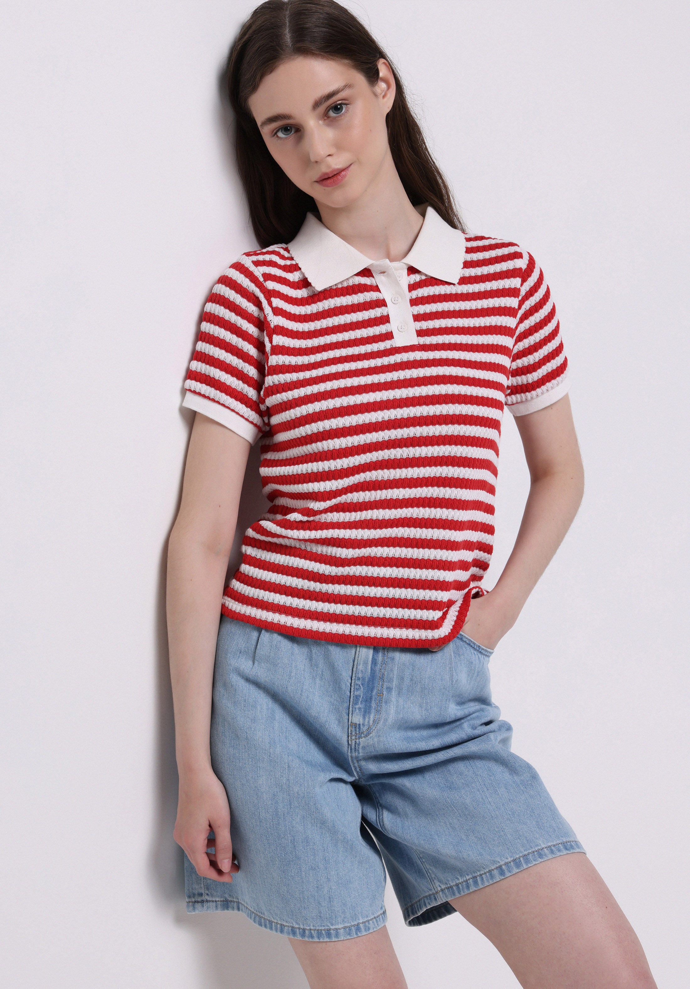 Afișați detalii pentru Loose Fit Talie Talie Dreaptă Pantaloni Scurți De Jean İndigo Pentru Femei