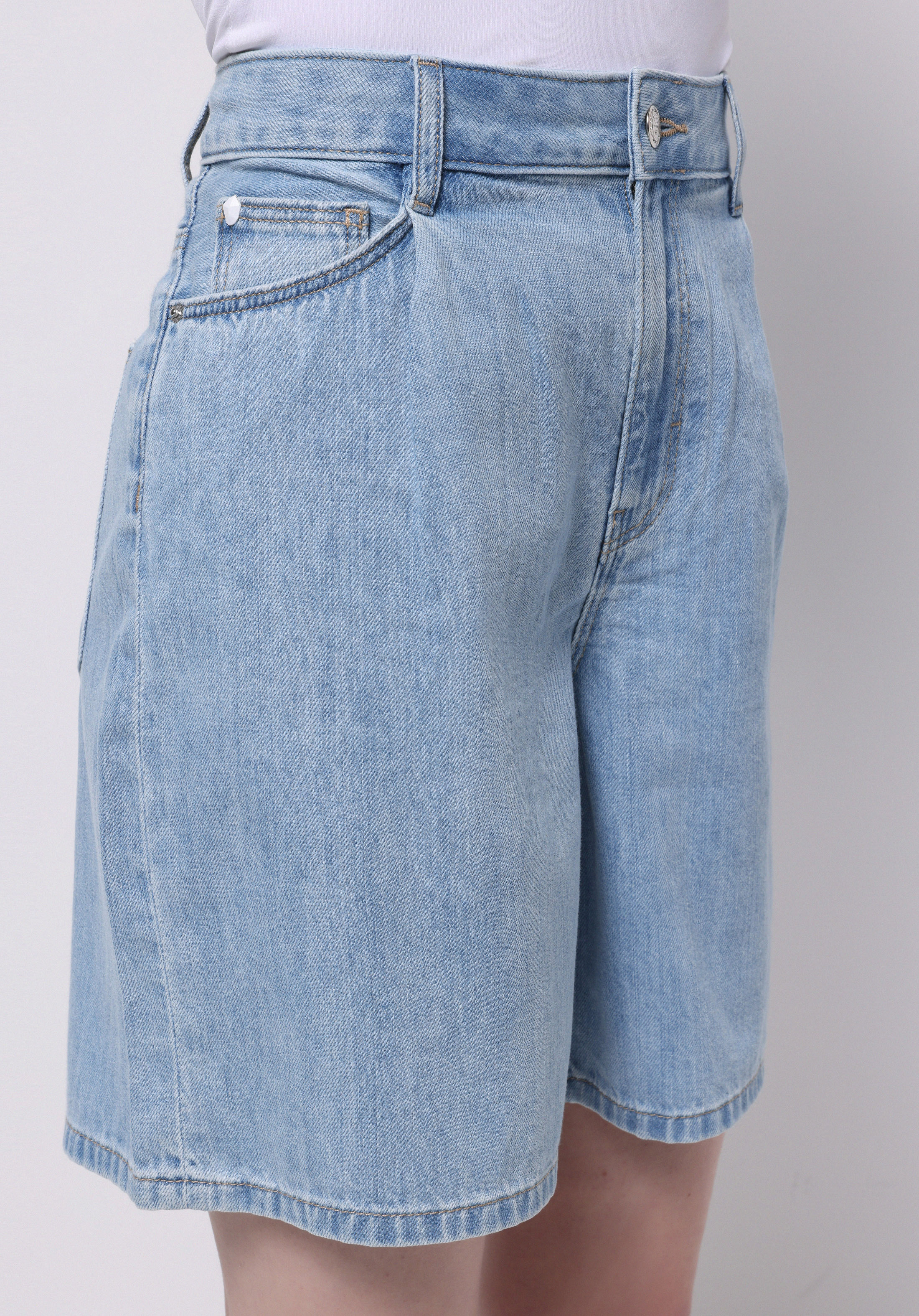 Afișați detalii pentru Loose Fit Talie Talie Dreaptă Pantaloni Scurți De Jean İndigo Pentru Femei