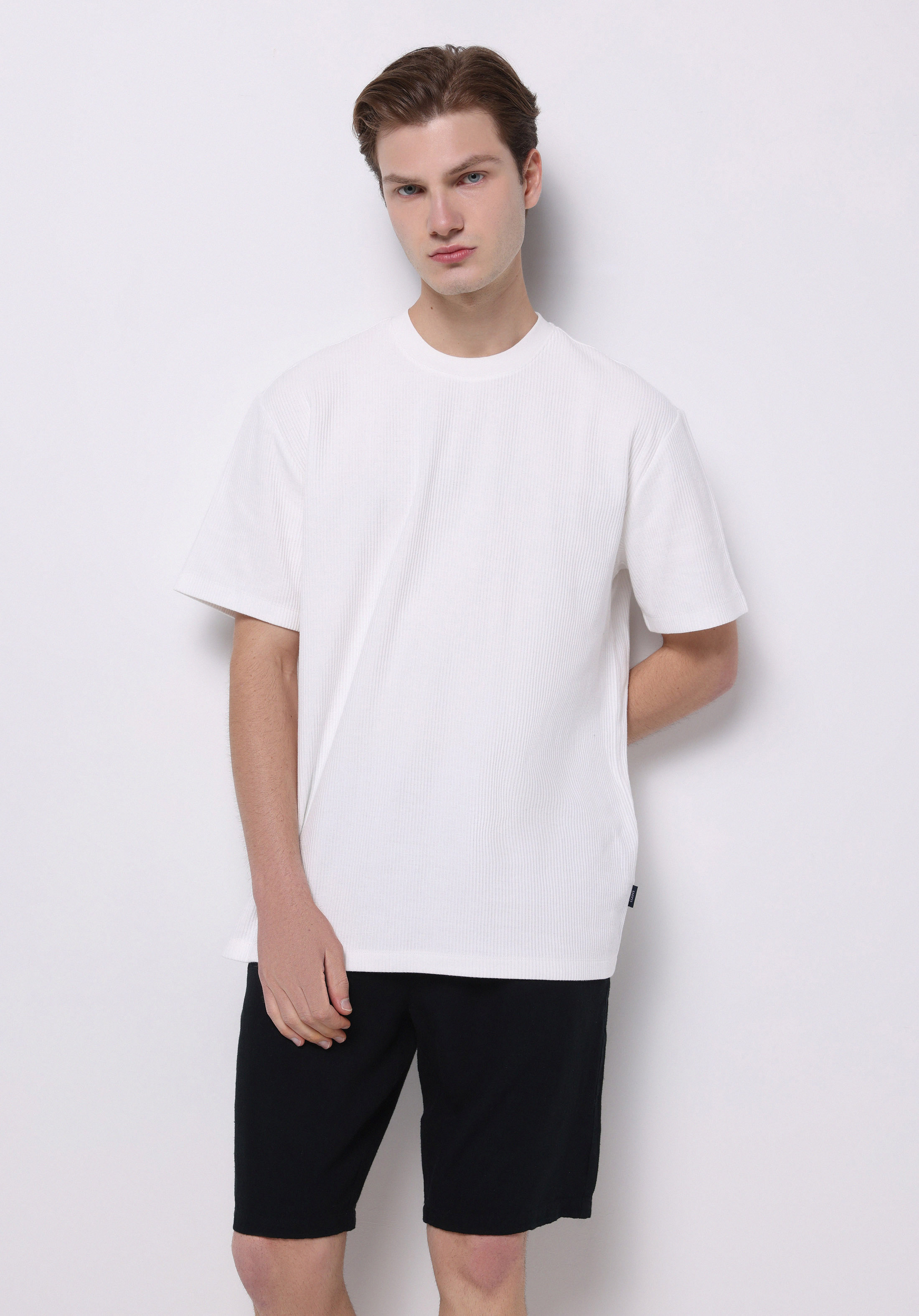 Afișați detalii pentru Comfort Fit Round Neck Drept Bărbați Alb Short Tricou Cu Mânecă Scurtă