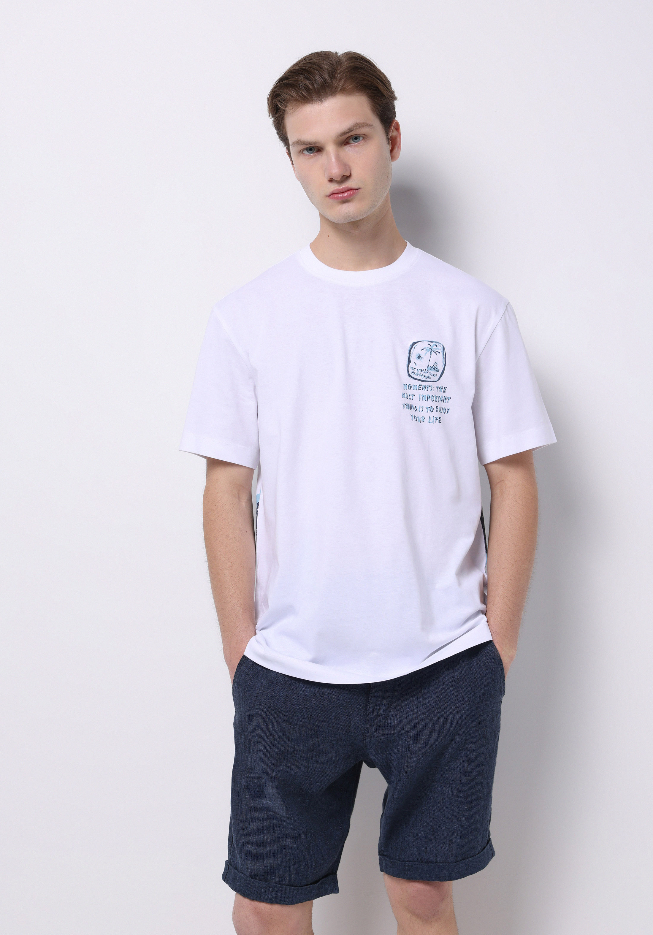 Afișați detalii pentru Tricou Cu Maneca Scurta De Barbati Alb Comfort Fit  Cl1074719