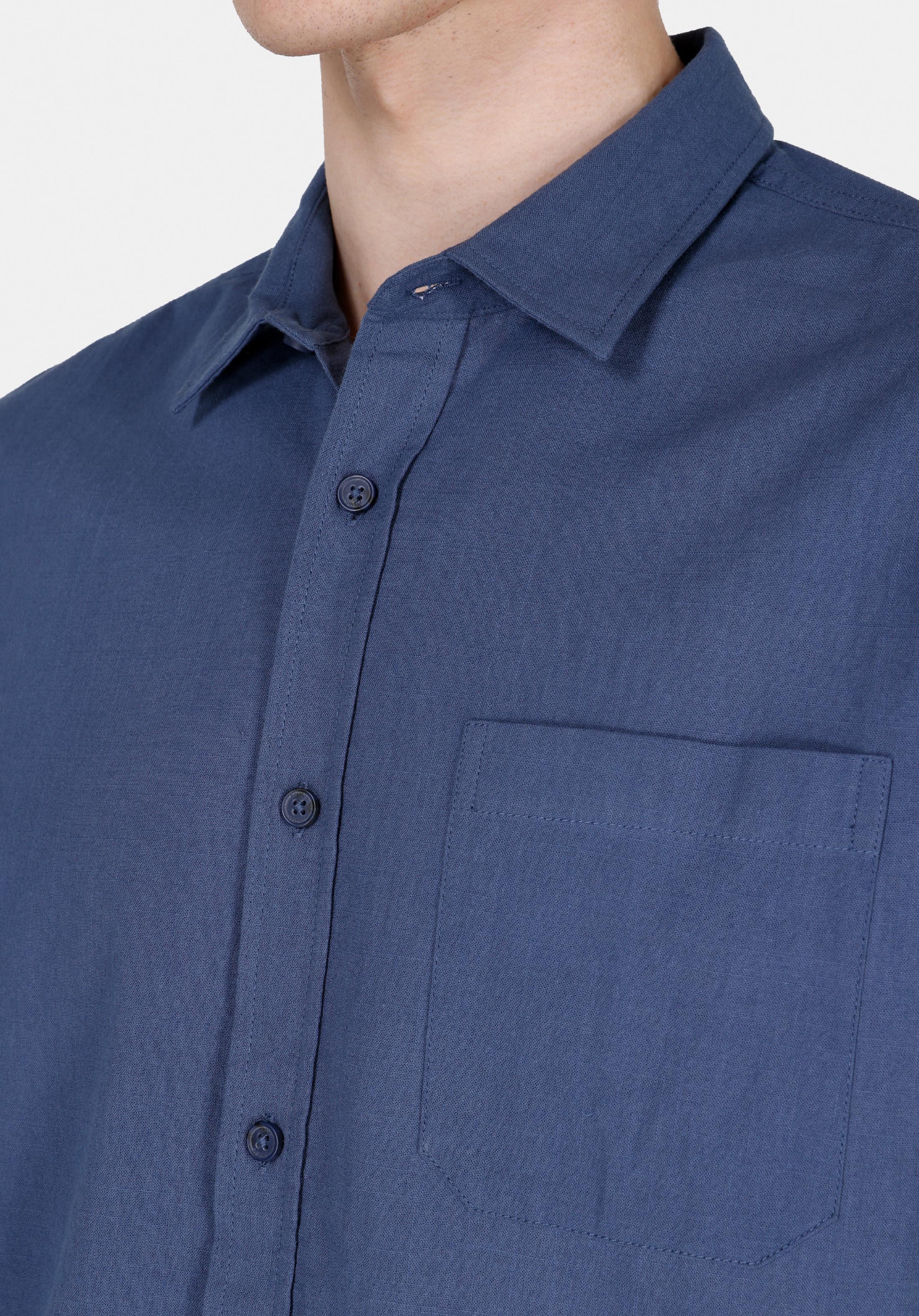 Afișați detalii pentru Regular Fit Cămașă Gât Drept Bărbați Bleumarin Cămașă Cu Mânecă Lungă