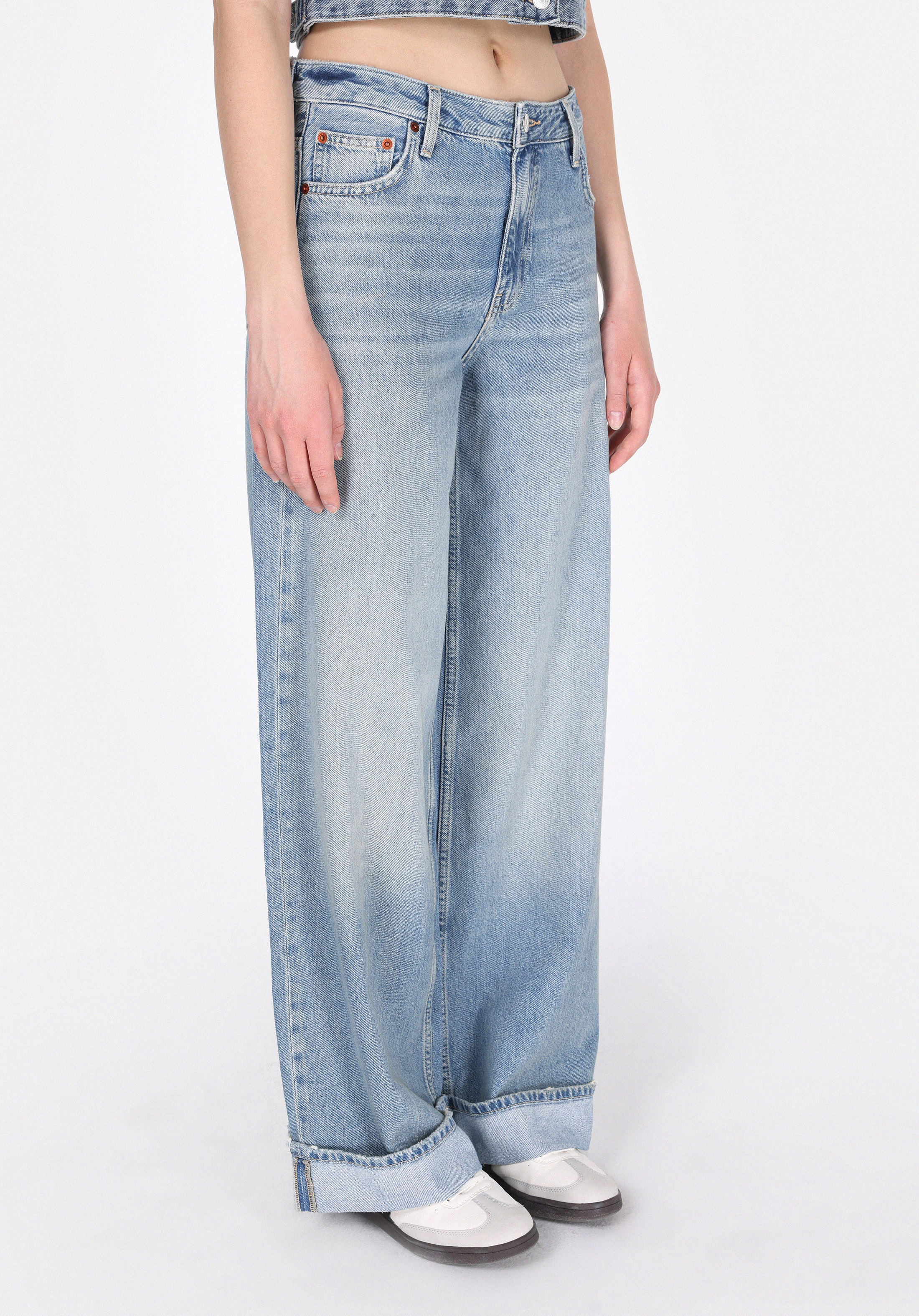 Afișați detalii pentru Pantaloni De Dama Albastru Loose Fit  Cl1075840