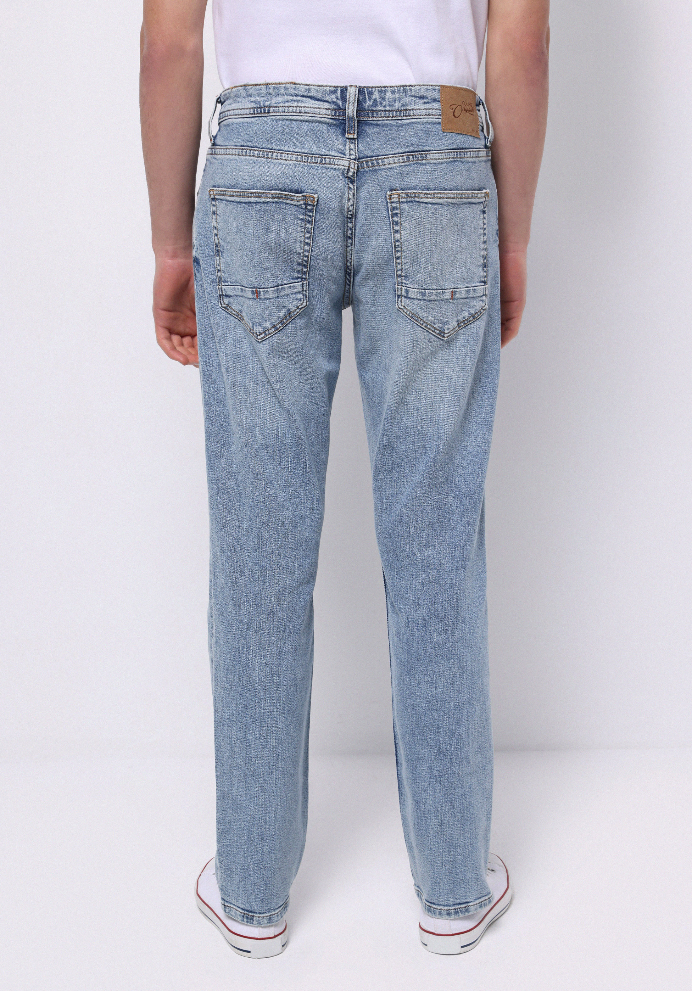Afișați detalii pentru Pantaloni De Barbati Albastru Straight Fit 044 Karl Cl1072984
