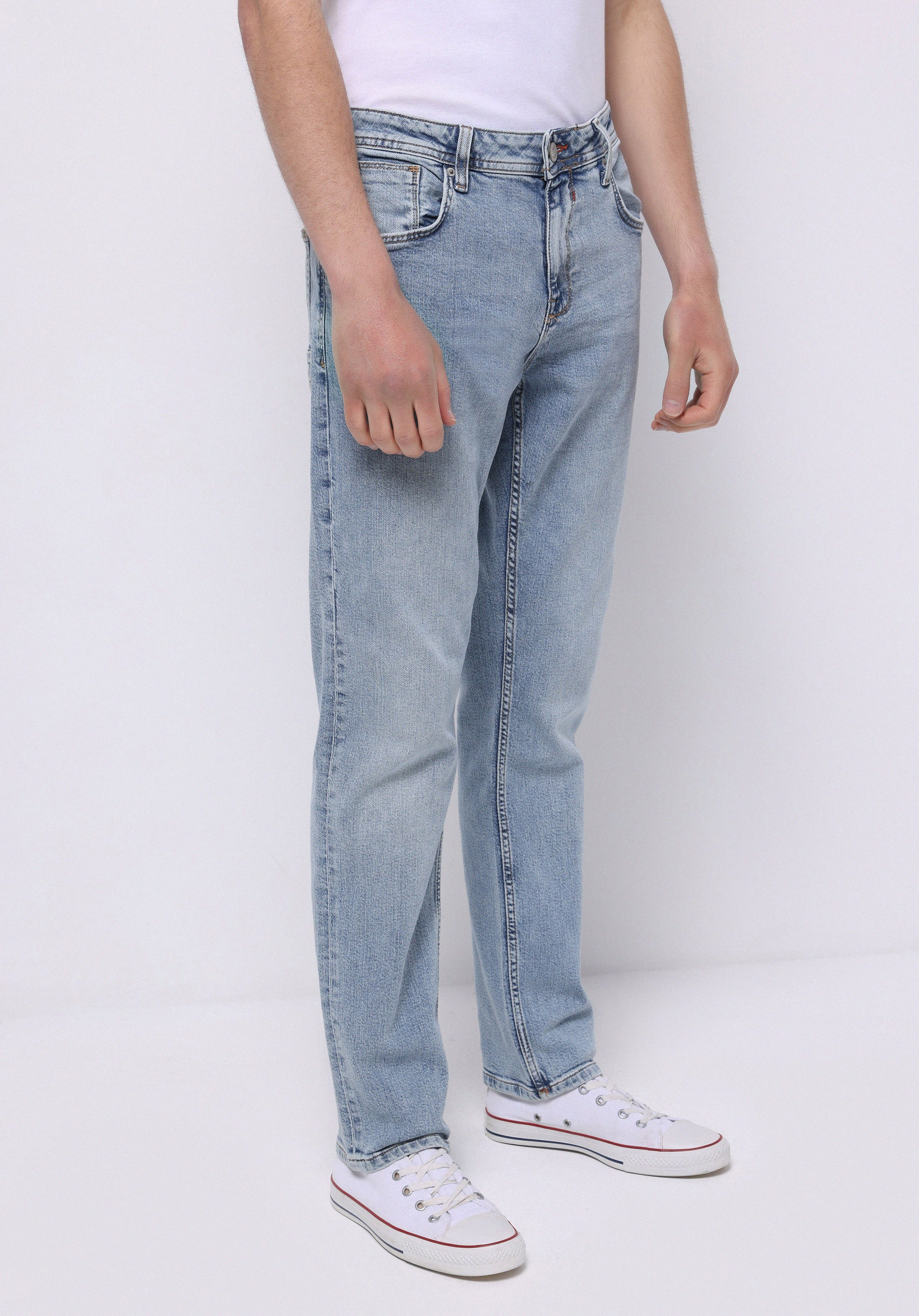 Afișați detalii pentru Pantaloni De Barbati Albastru Straight Fit 044 Karl Cl1072984