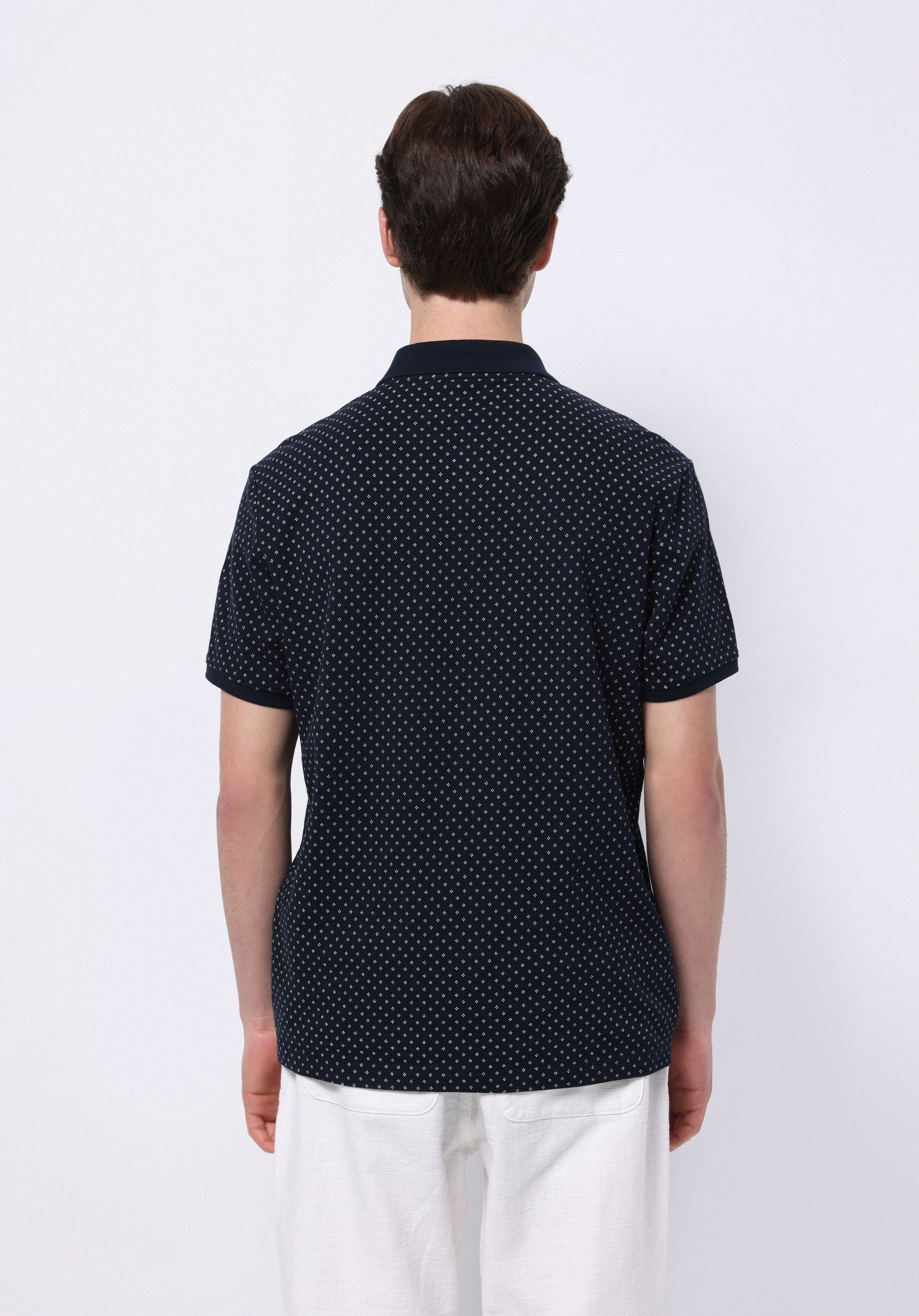 Afișați detalii pentru Tricou Polo Cu Maneca Scurta De Barbati Albastru Marin Regular Fit  Cl1074041