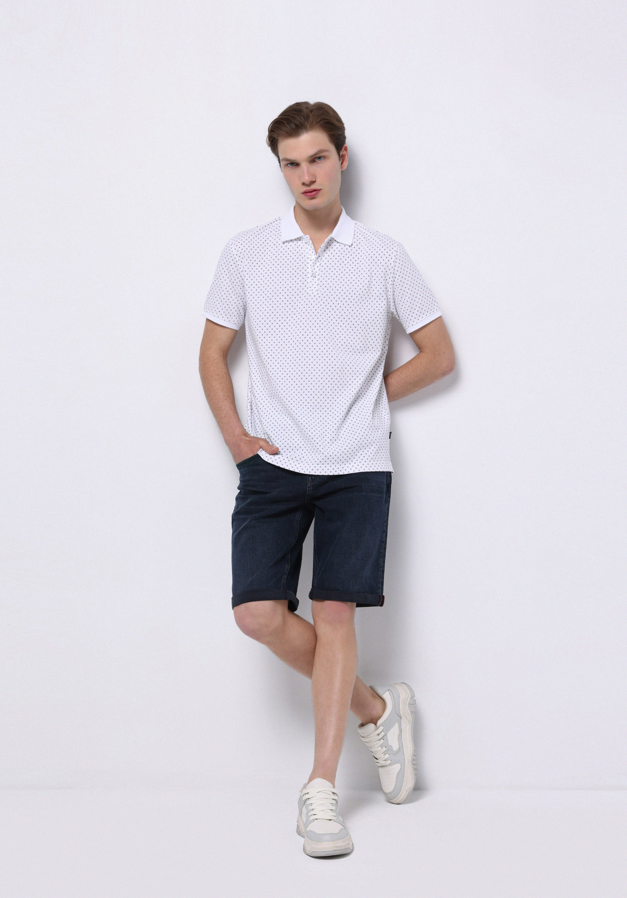 Afișați detalii pentru Tricou Polo Cu Maneca Scurta De Barbati Alb Regular Fit  Cl1074041