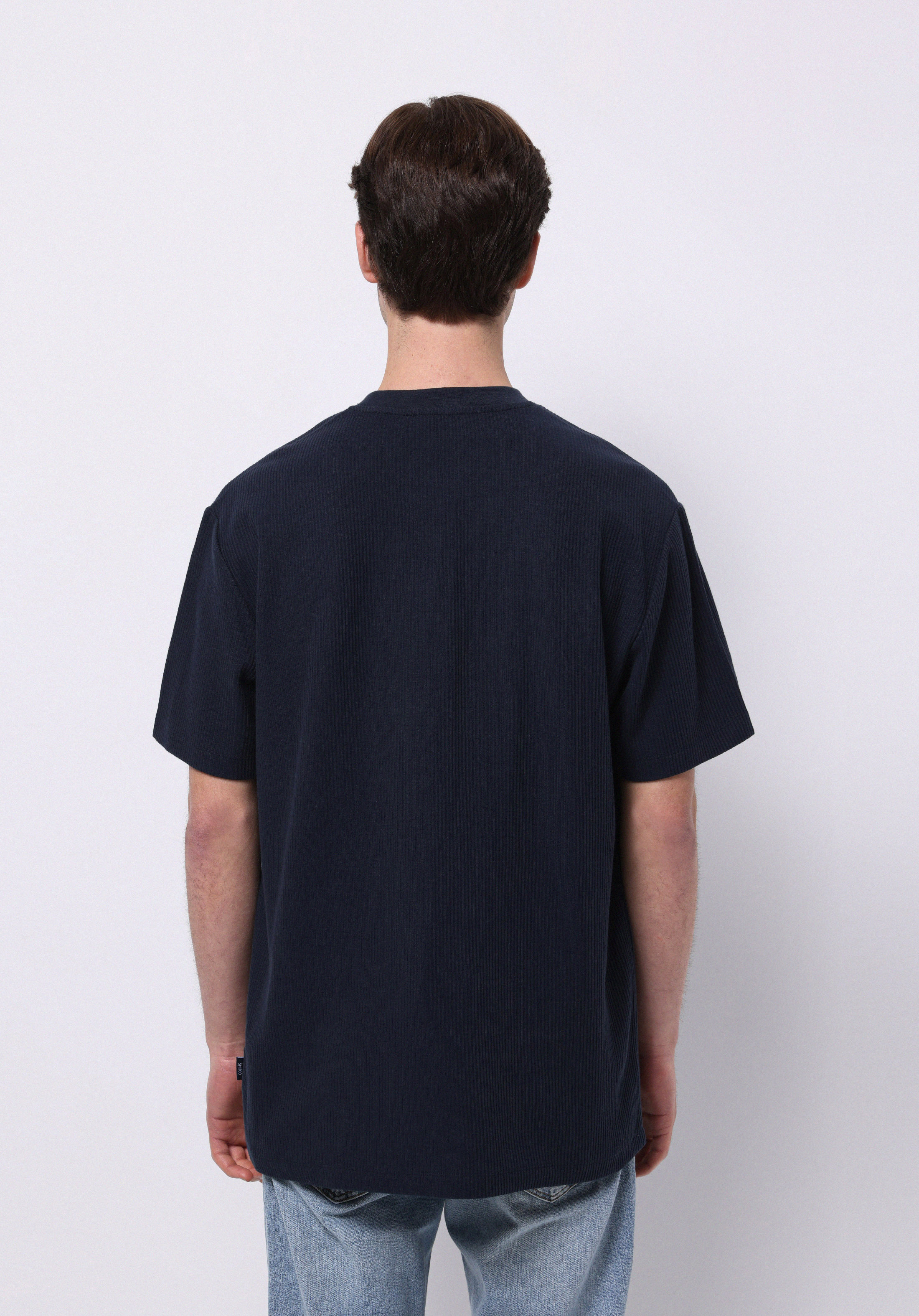 Afișați detalii pentru Confort Fit Round Neck Drept Bărbați Bleumarin Tricou Cu Mânecă Scurtă