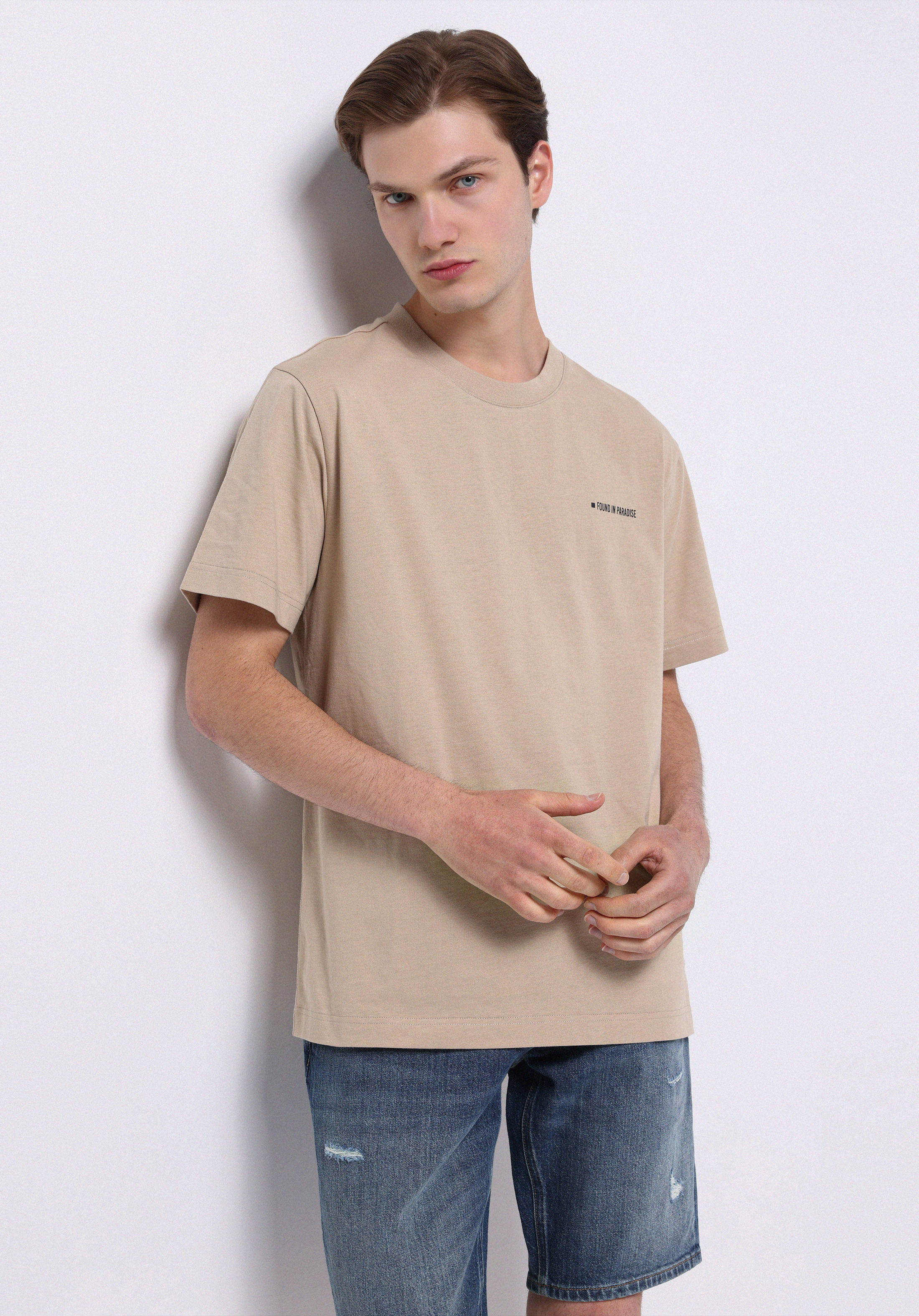 Afișați detalii pentru Tricou Cu Maneca Scurta De Barbati Bej Comfort Fit  Cl1074149
