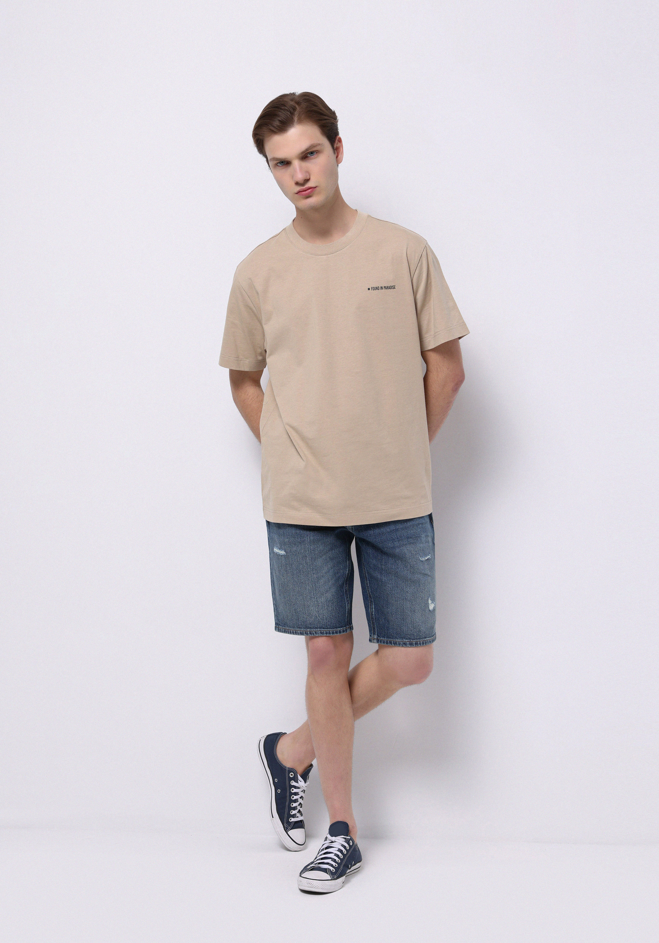 Afișați detalii pentru Tricou Cu Maneca Scurta De Barbati Bej Comfort Fit  Cl1074149