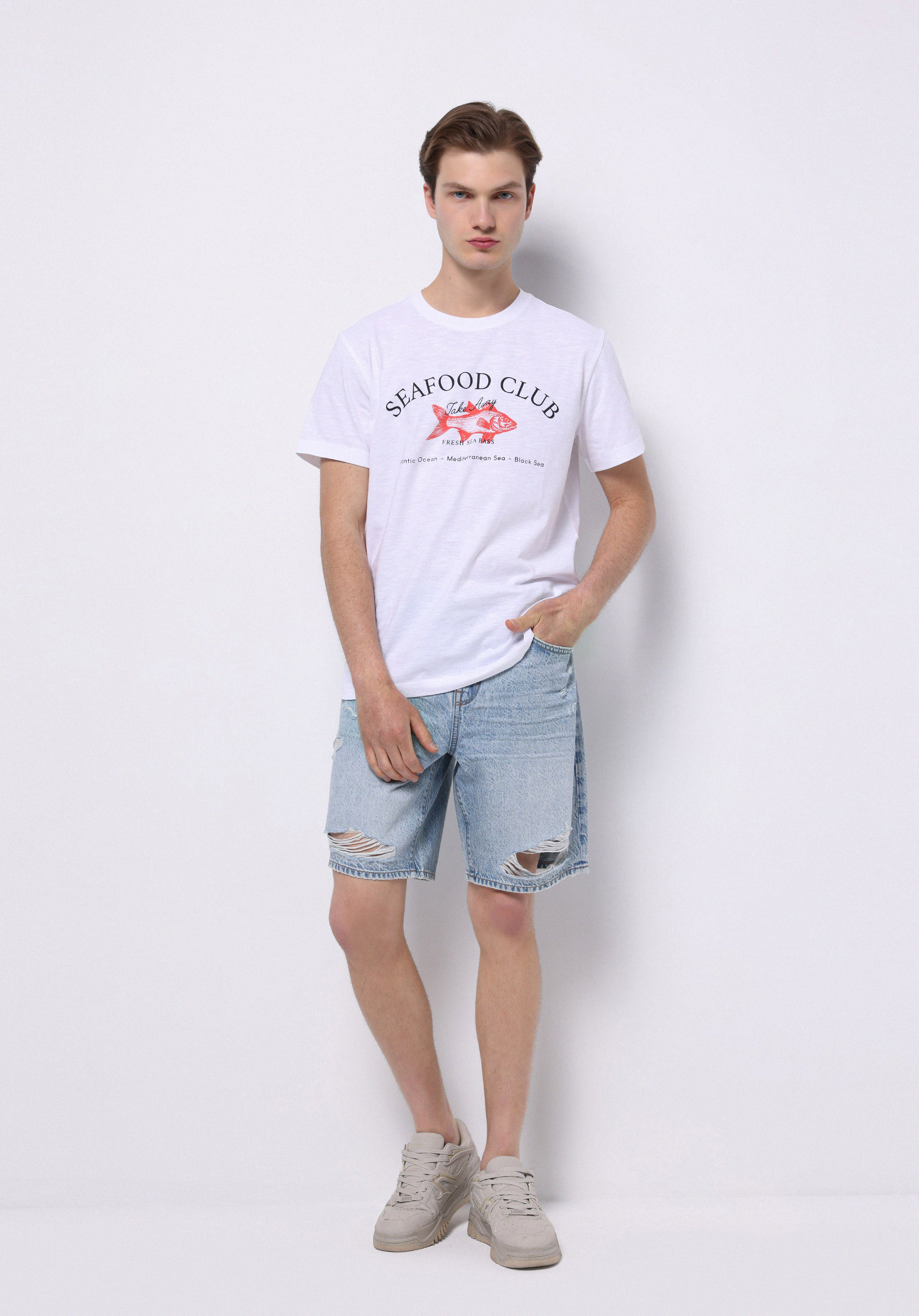 Afișați detalii pentru Short / Pantaloni Scurti De Barbati Albastru Loose Straight Fit  Cl1074449