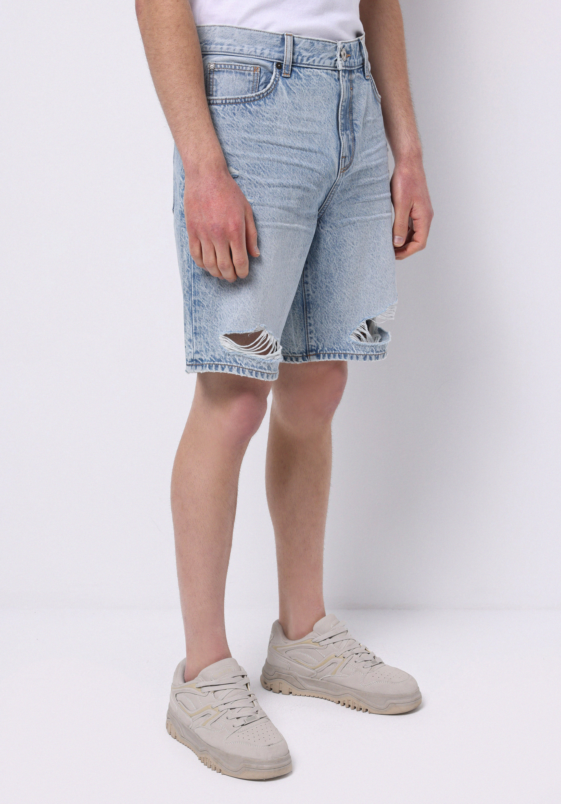 Afișați detalii pentru Short / Pantaloni Scurti De Barbati Albastru Loose Straight Fit  Cl1074449