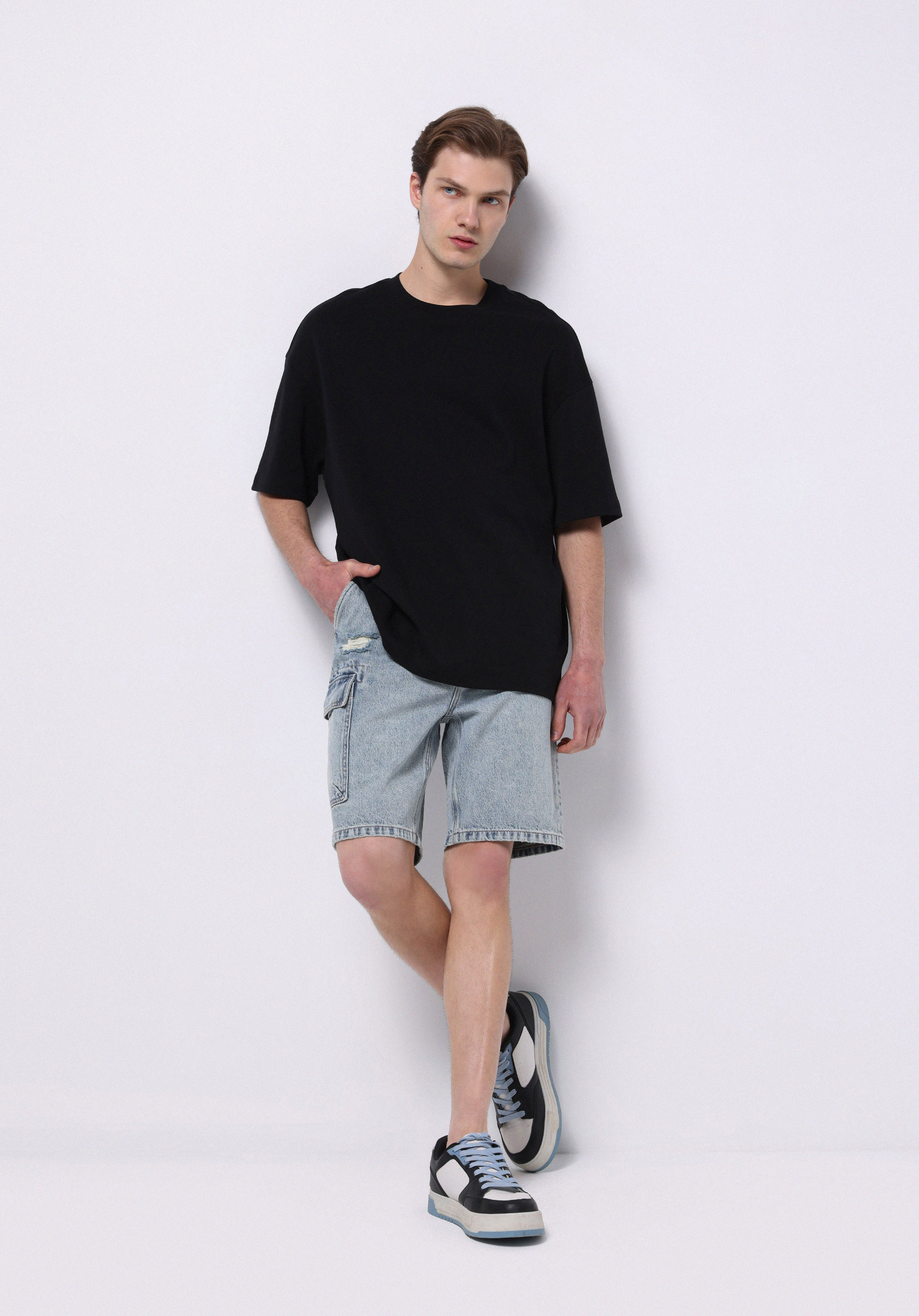 Afișați detalii pentru Short / Pantaloni Scurti De Barbati Albastru Cargo Fit  Cl1074776