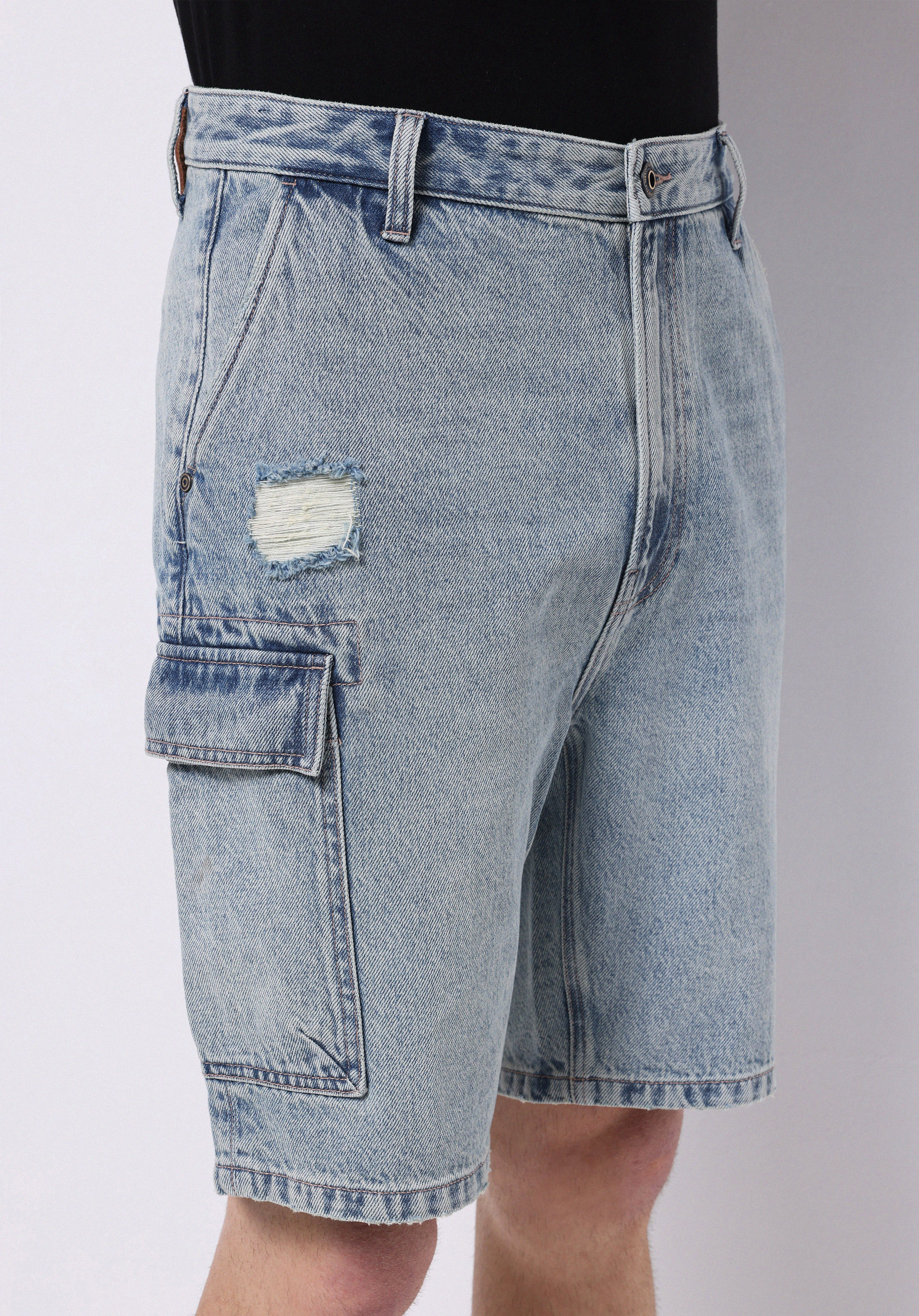 Afișați detalii pentru Short / Pantaloni Scurti De Barbati Albastru Cargo Fit  Cl1074776