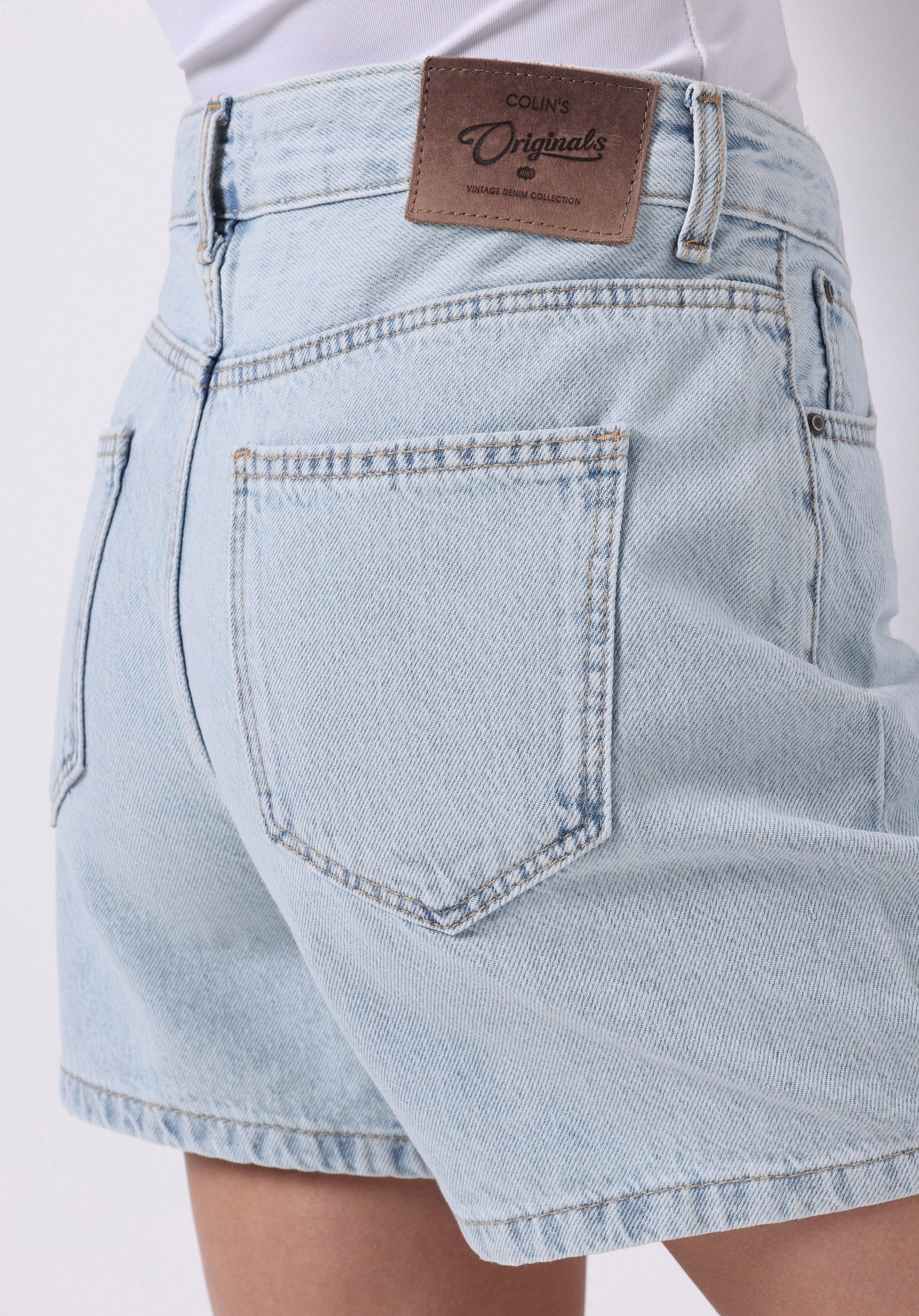 Afișați detalii pentru Mom Fit Rose Waist Straight Pantaloni Scurți De Jean İndigo Pentru Femei