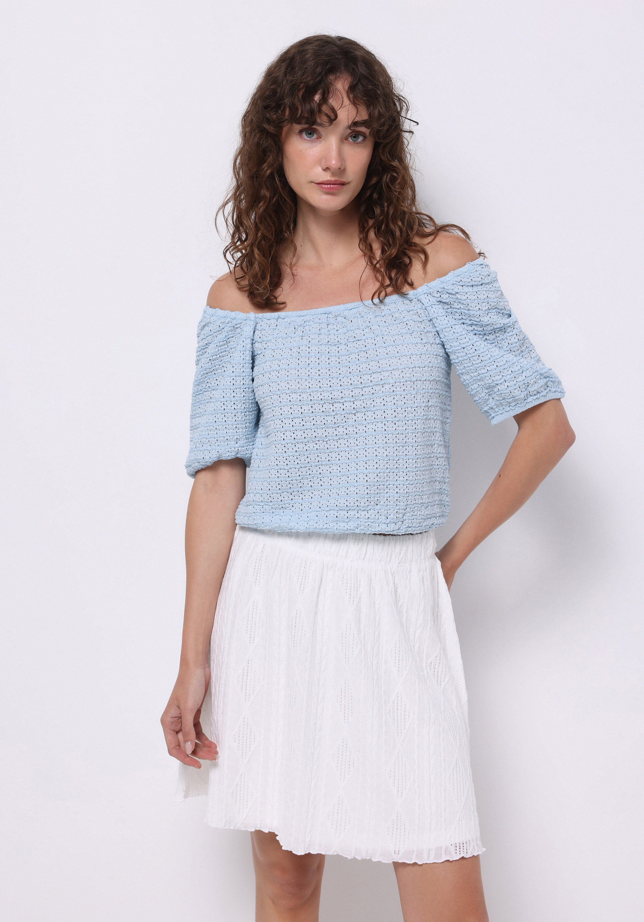 Afișați detalii pentru Bluza Cu Maneca Scurta De Dama Albastru Regular Fit  Cl1074324