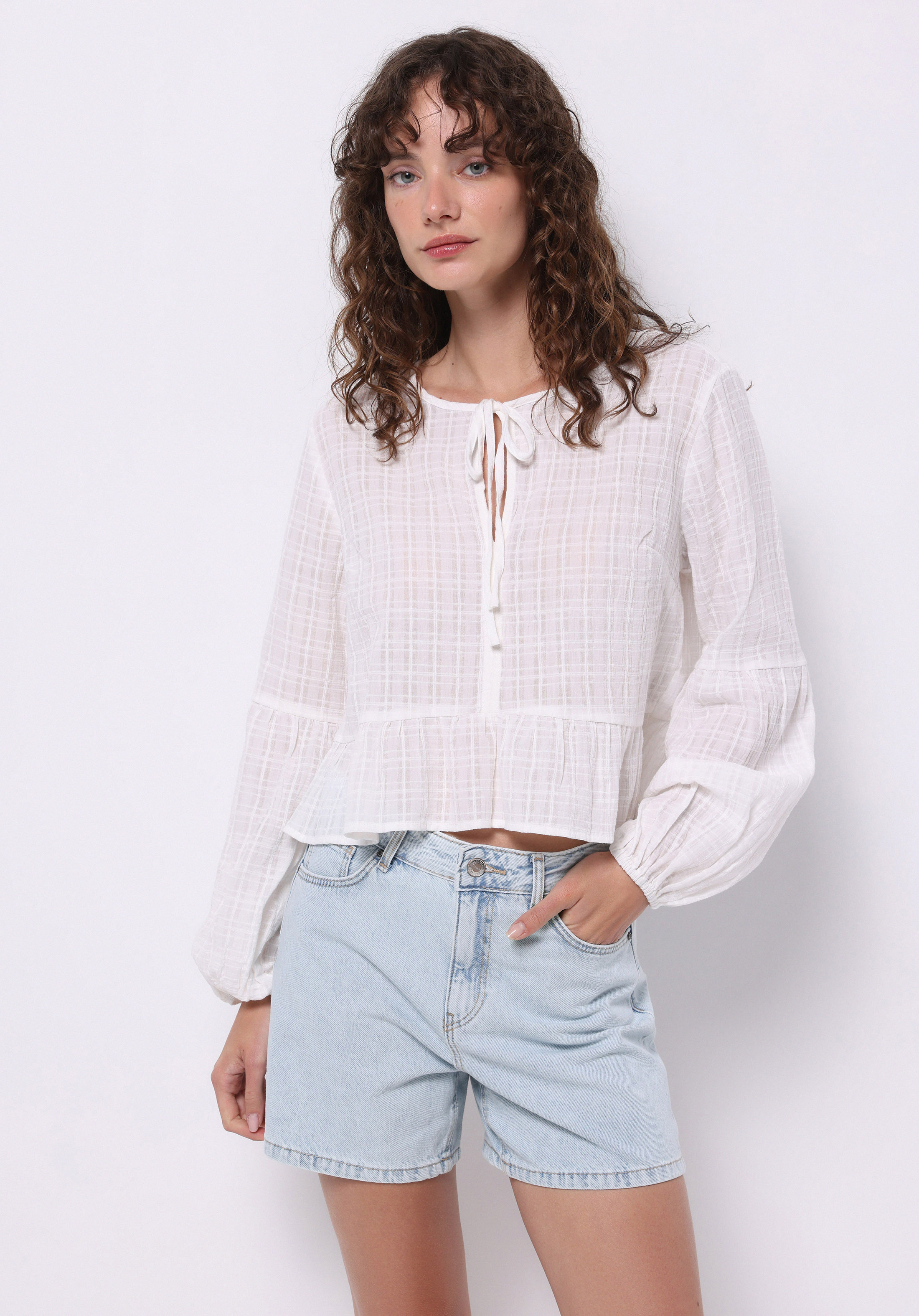 Afișați detalii pentru Bluza Cu Maneca Lunga De Dama Alb Regular Fit  Cl1074623