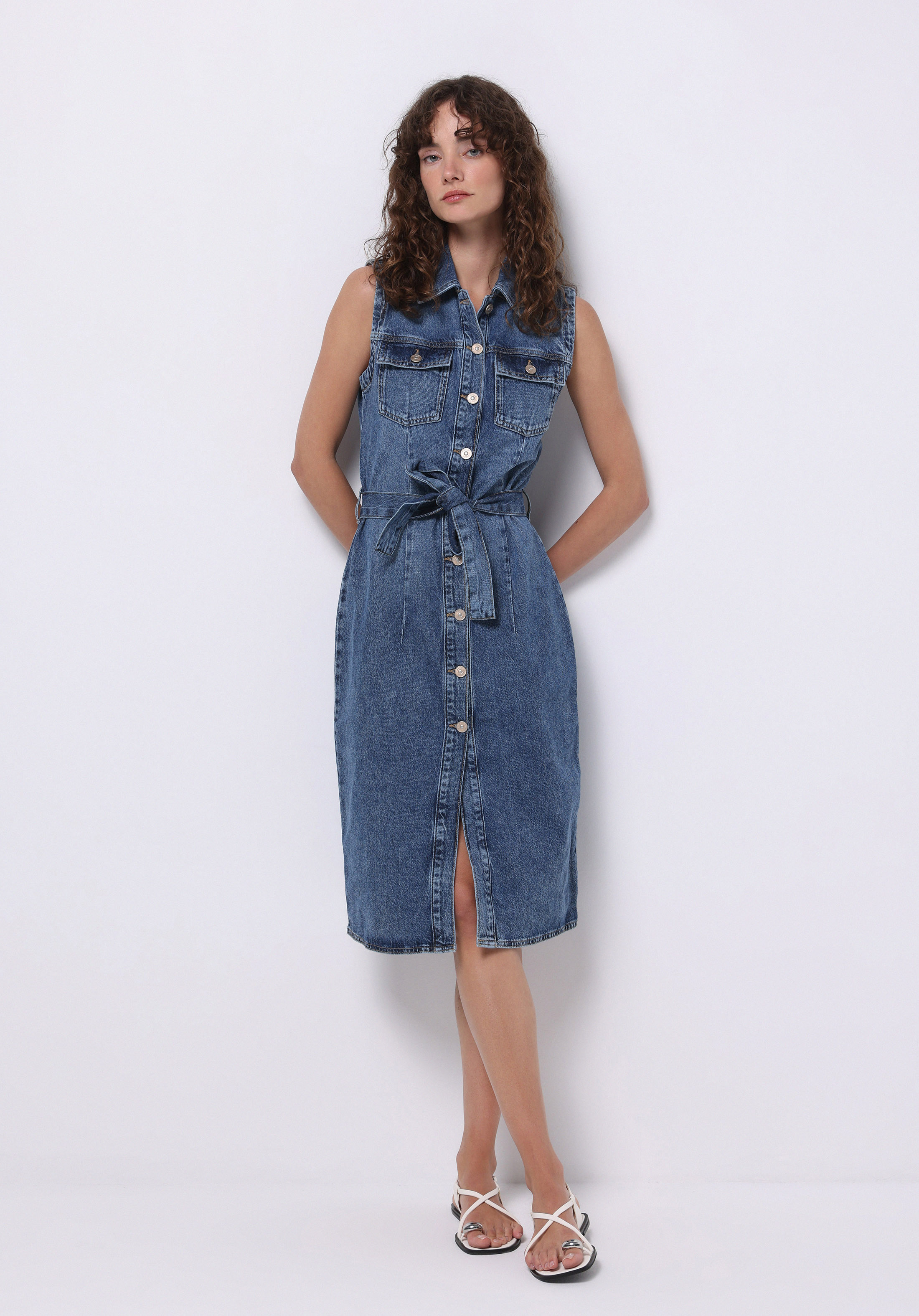 Afișați detalii pentru Rochie Slim Fit Dreaptă Pentru Femei Albastru Fără Manșon