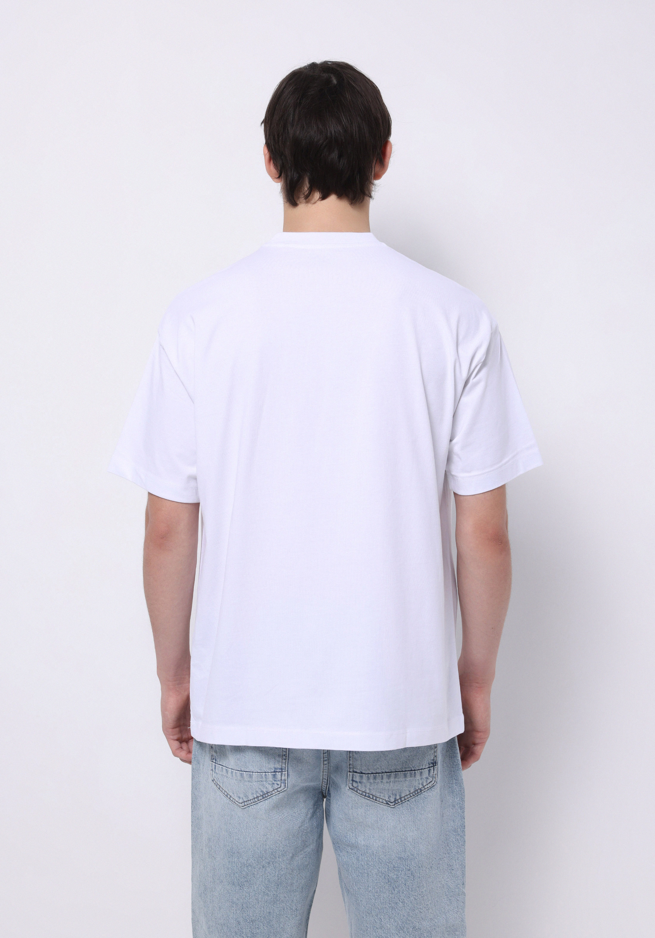 Afișați detalii pentru Comfort Fit Round Neck Drept Bărbați Alb Short Tricou Cu Mânecă Scurtă