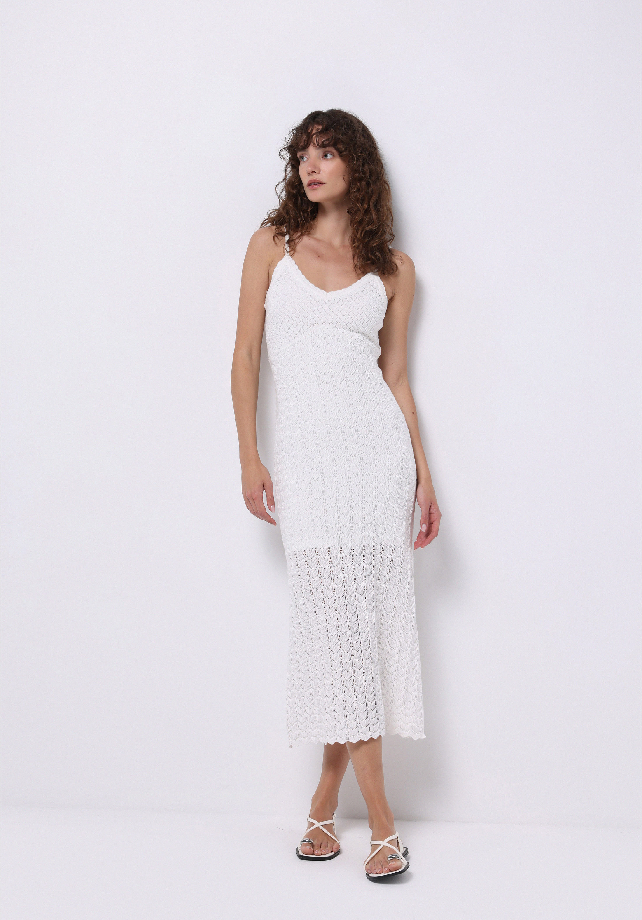 Afișați detalii pentru Rochie Albă Cu Bretele Pentru Femei Slim Fit
