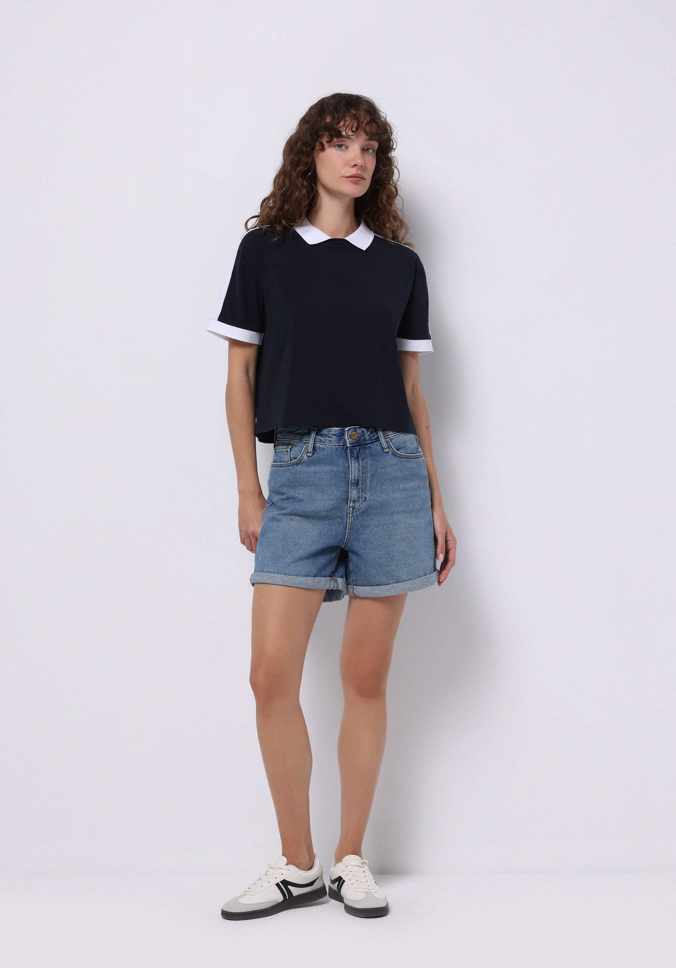 Afișați detalii pentru Short / Pantaloni Scurti De Dama Albastru Mom Fit  Cl1074504