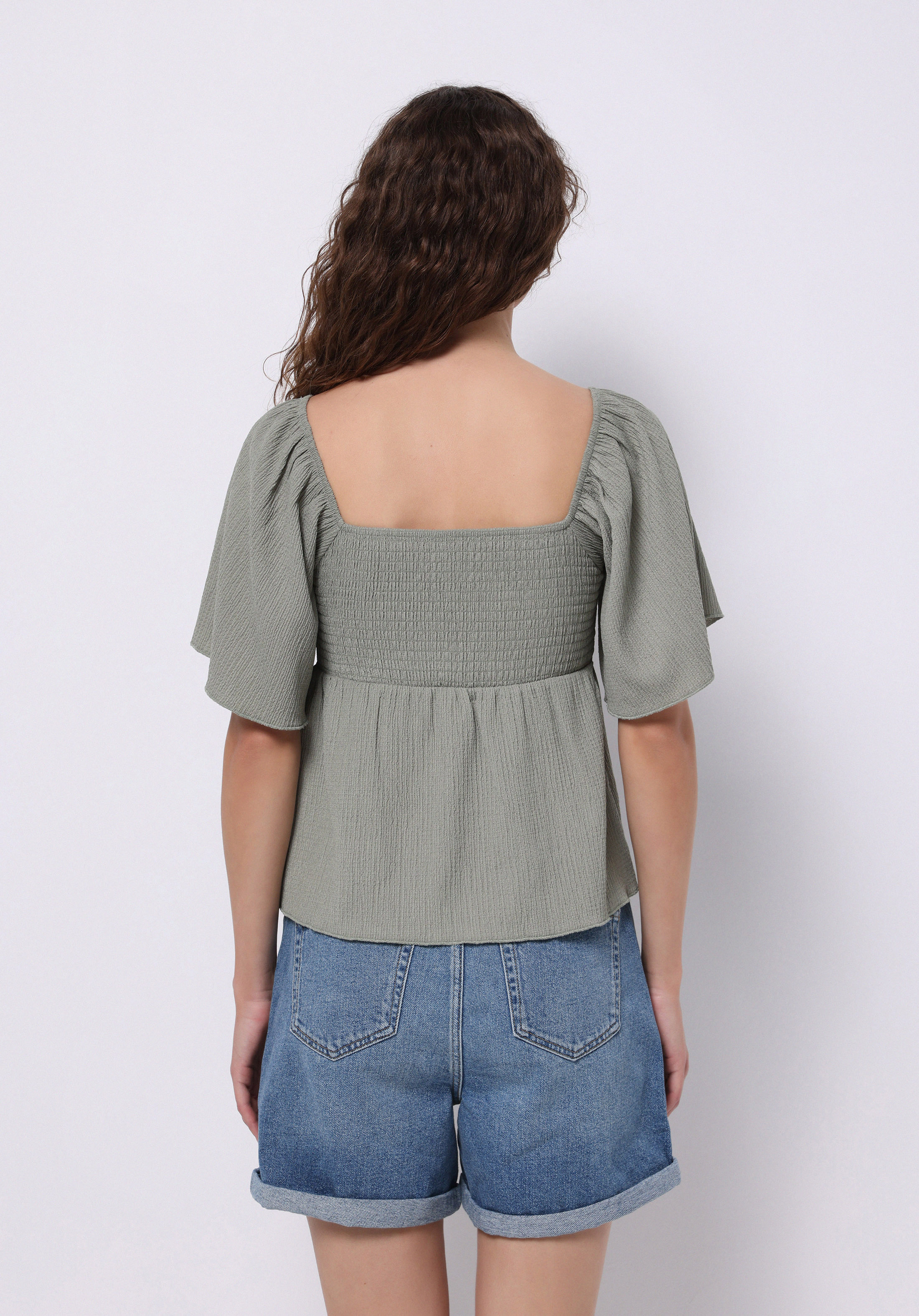 Afișați detalii pentru Bluza Cu Maneca Scurta De Dama Kaki Regular Fit  Cl1074577