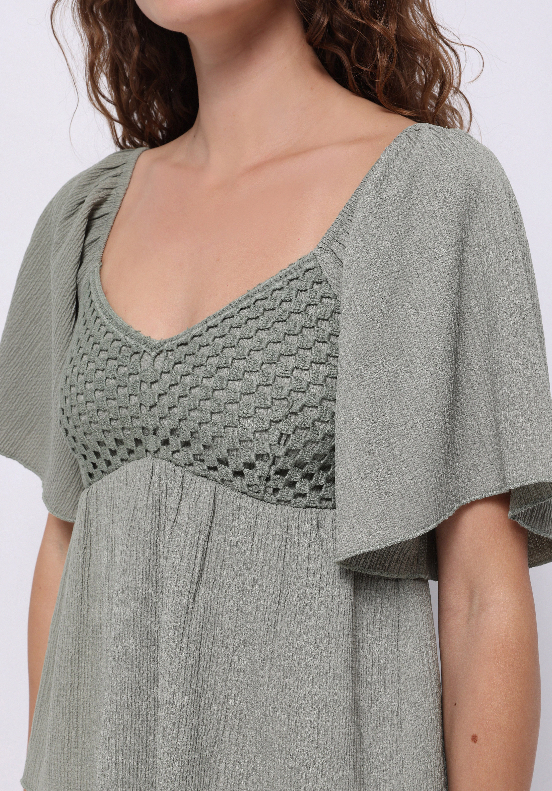 Afișați detalii pentru Bluza Cu Maneca Scurta De Dama Kaki Regular Fit  Cl1074577