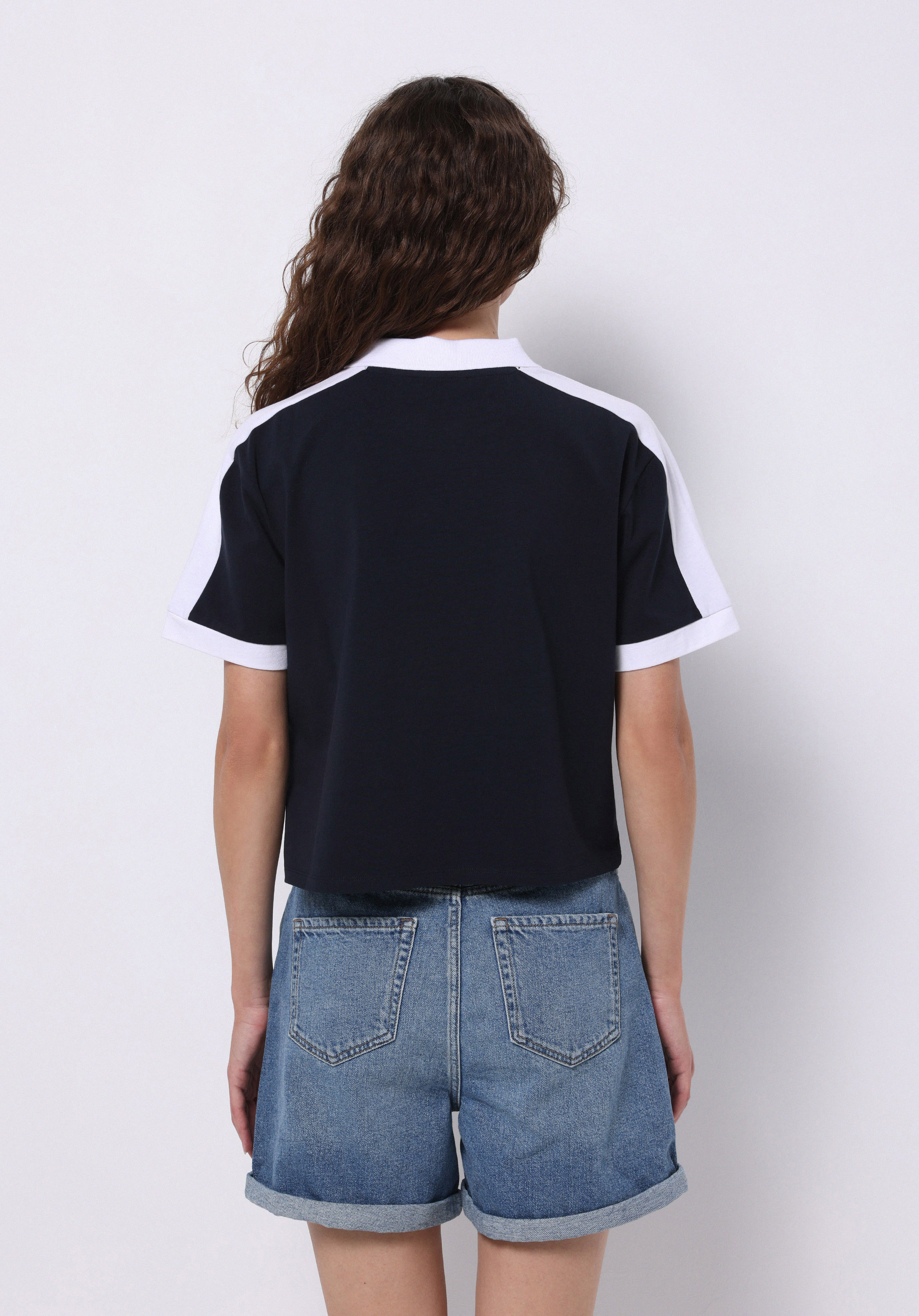 Afișați detalii pentru Tricou Polo Cu Maneca Scurta De Dama Albastru Marin Regular Fit  Cl1074591