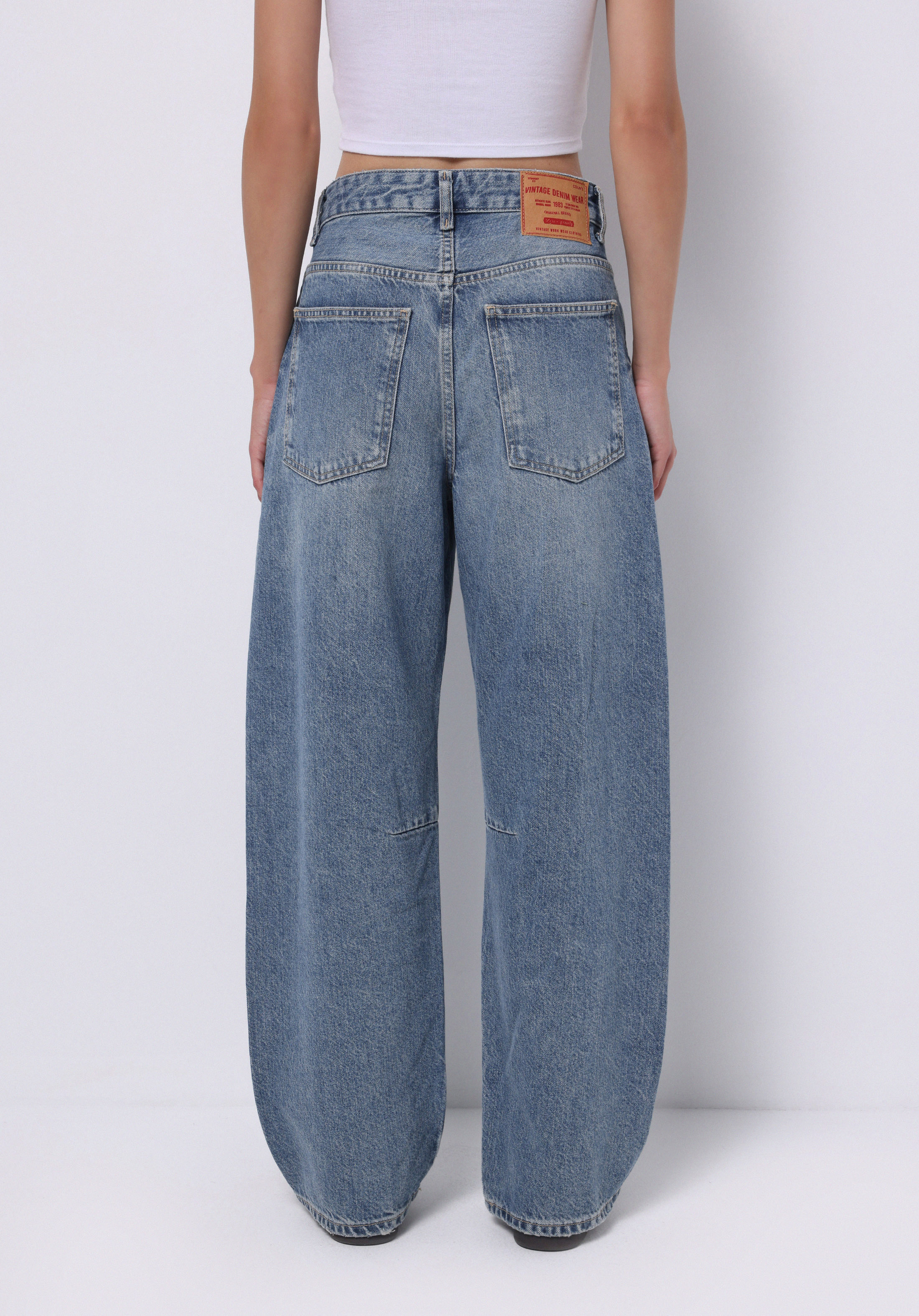 Afișați detalii pentru Pantaloni De Dama Albastru Baggy Fit  Cl1075838