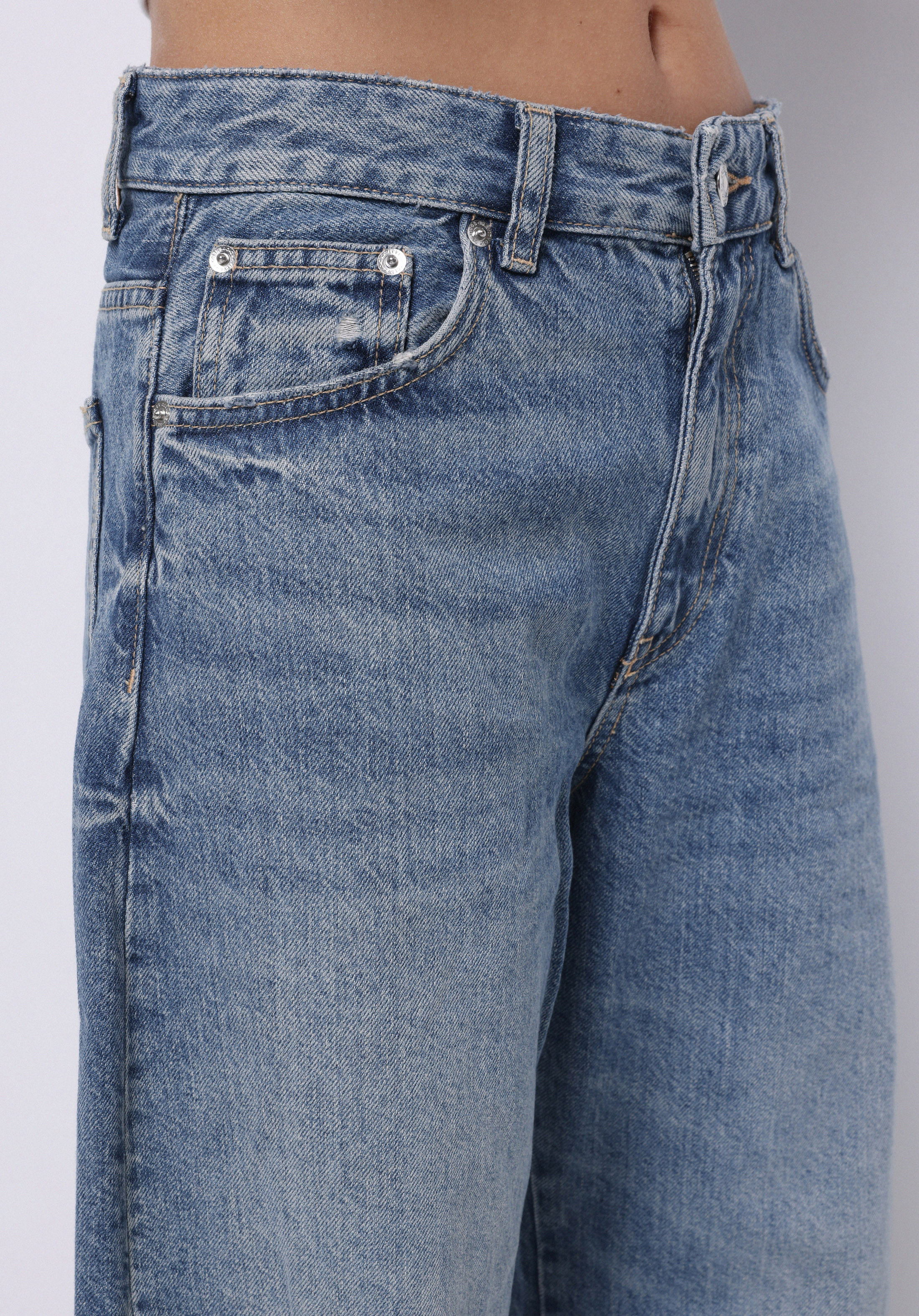 Afișați detalii pentru Pantaloni De Dama Albastru Baggy Fit  Cl1075838