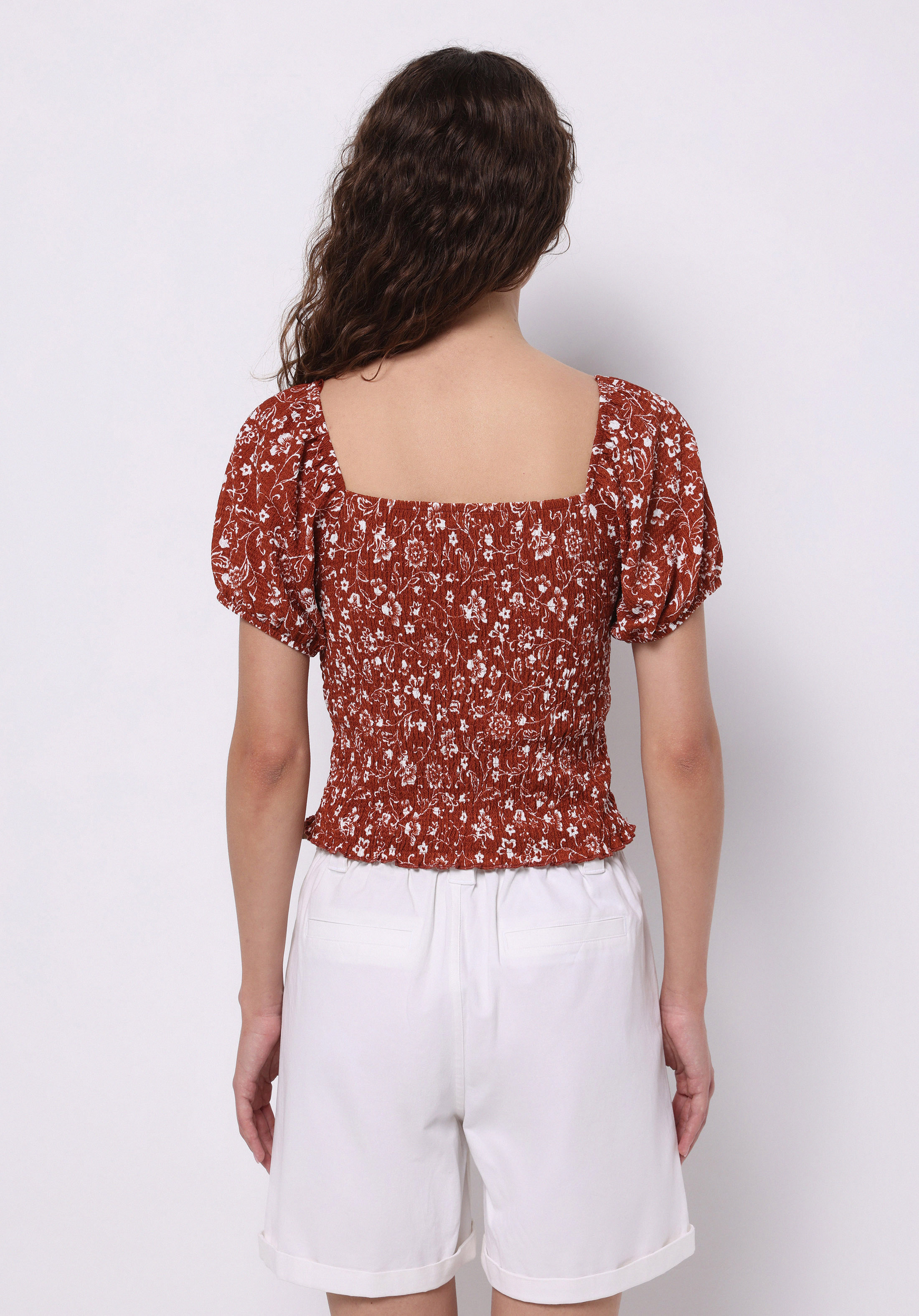 Afișați detalii pentru Bluza Cu Maneca Scurta De Dama Maro Slim Fit  Cl1074714