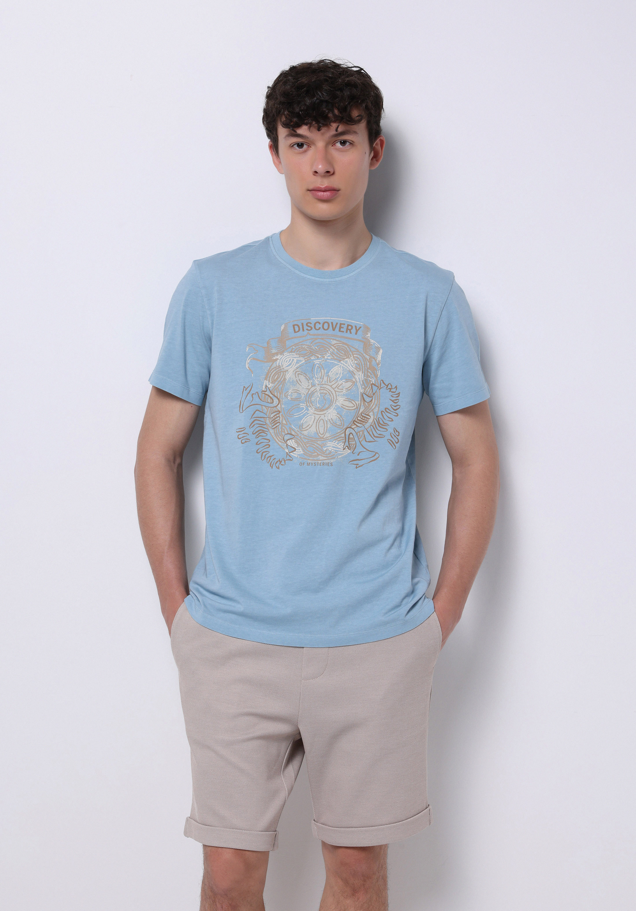 Afișați detalii pentru Tricou Cu Maneca Scurta De Barbati Albastru Regular Fit  Cl1072810