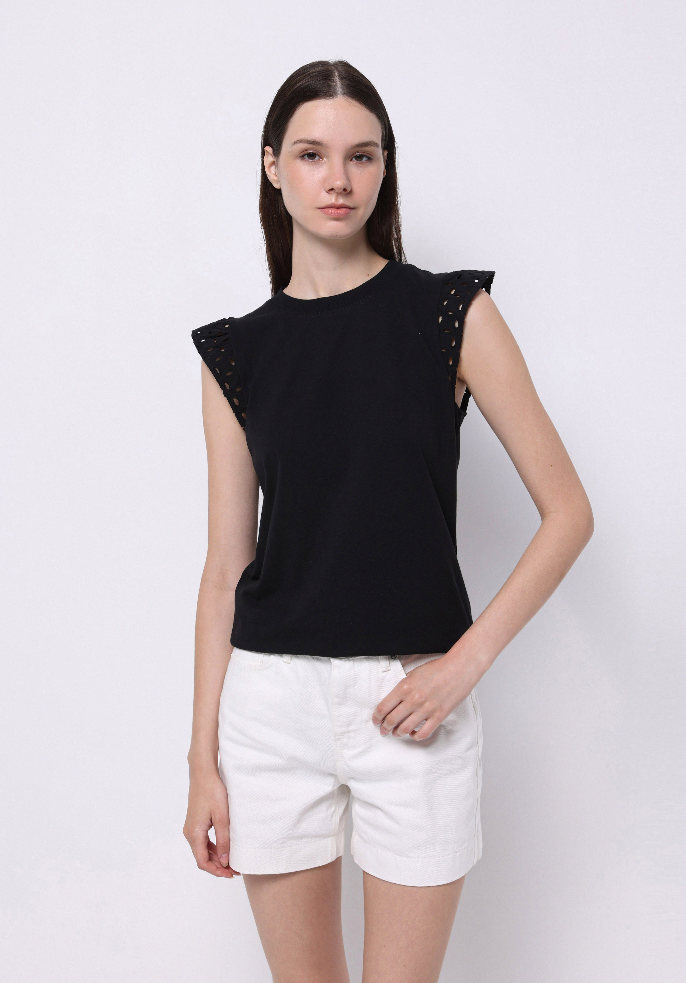 Afișați detalii pentru Bluza Cu Maneca Scurta De Dama Negru Regular Fit  Cl1074271