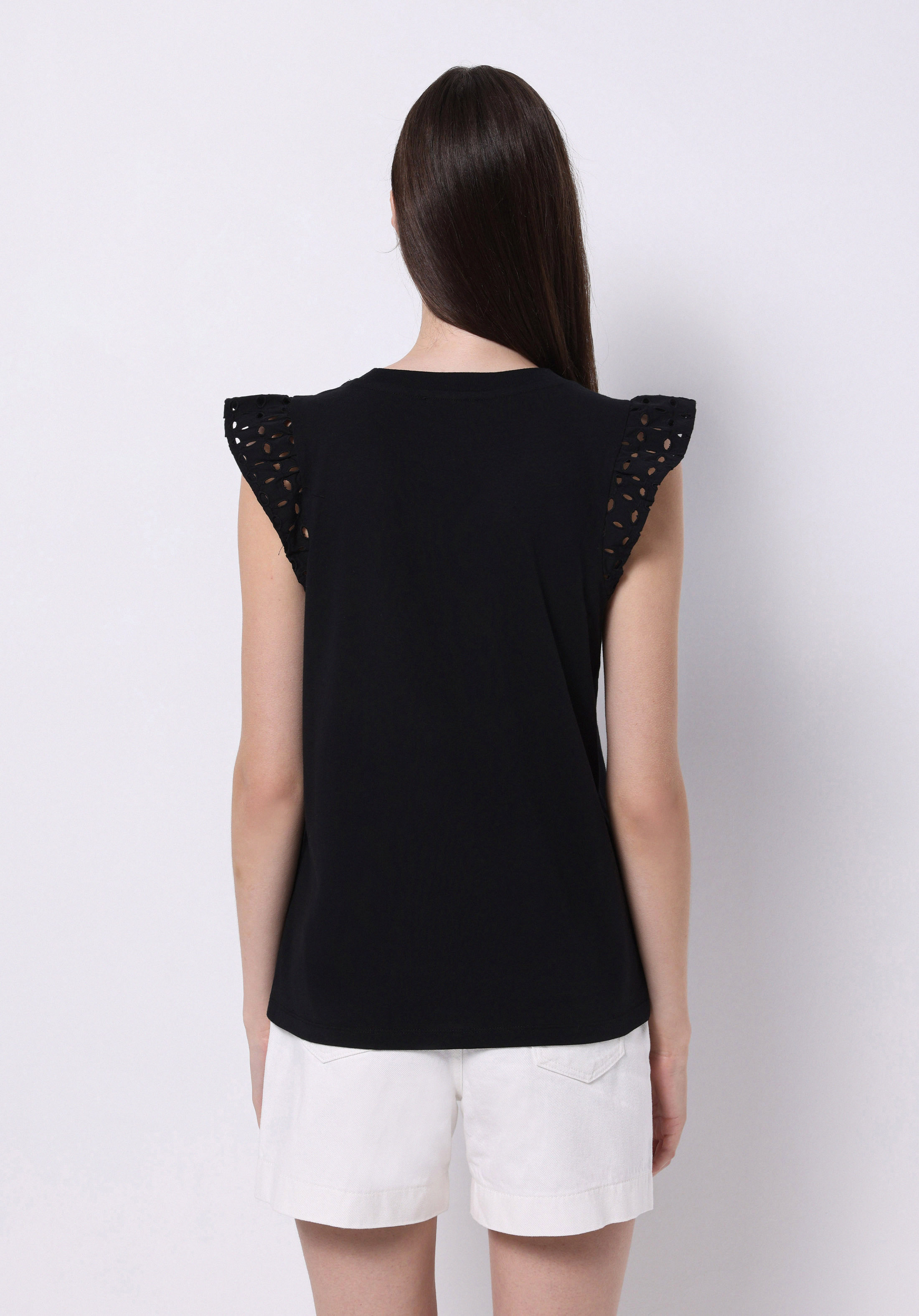 Afișați detalii pentru Bluza Cu Maneca Scurta De Dama Negru Regular Fit  Cl1074271