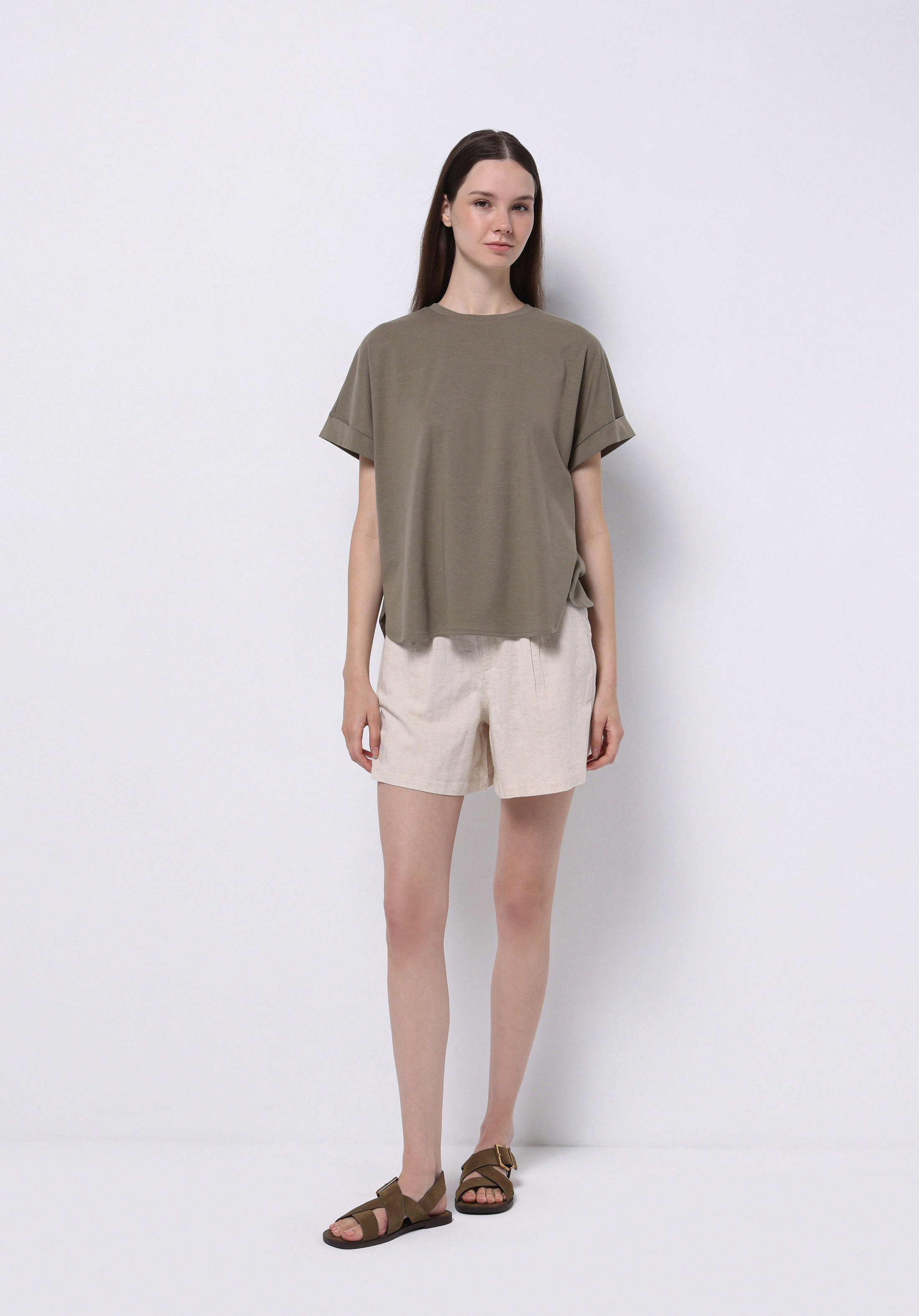 Afișați detalii pentru Tricou Cu Maneca Scurta De Dama Kaki Regular Fit  Cl1074583