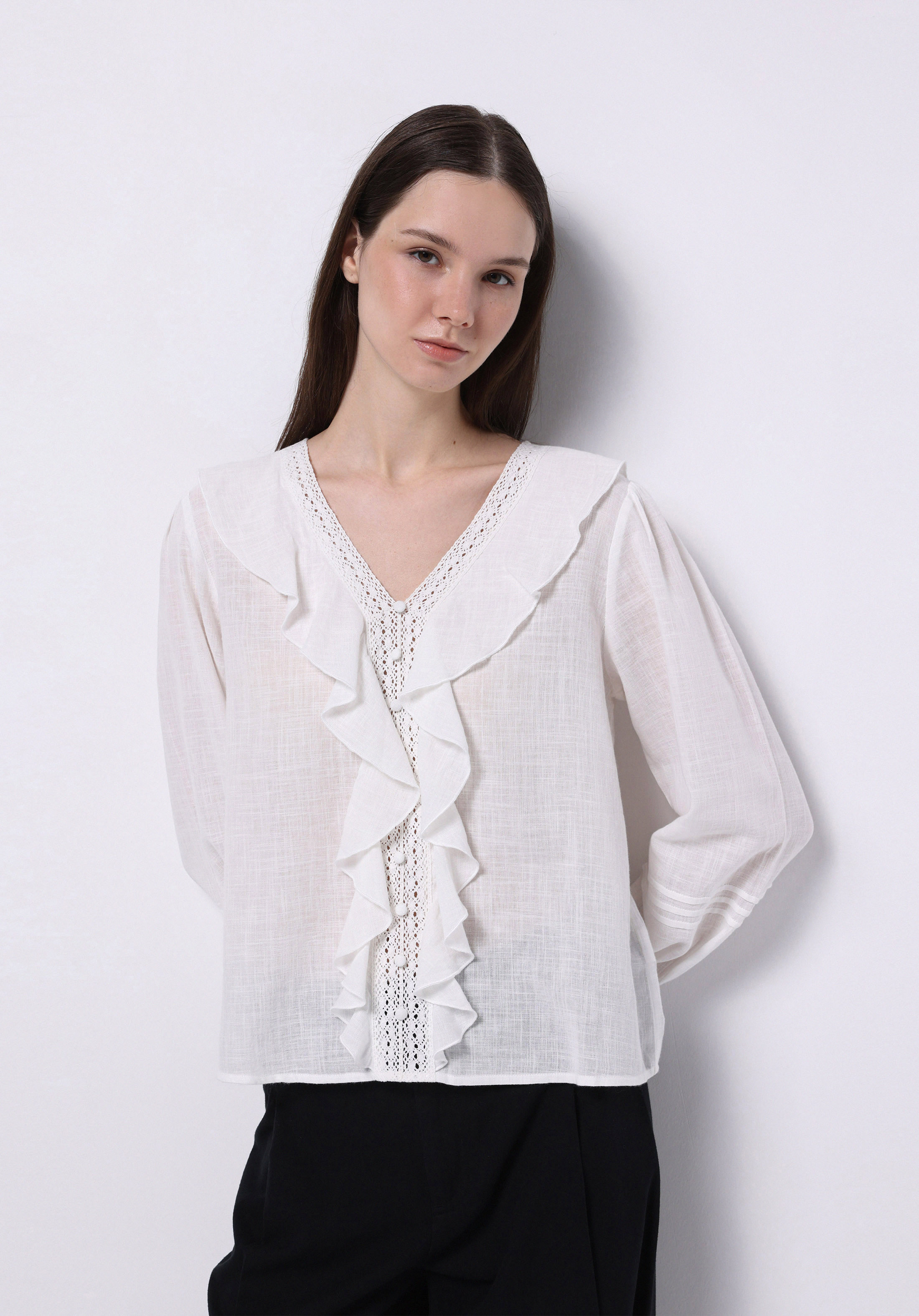 Afișați detalii pentru Bluza Cu Maneca Lunga De Dama Alb Regular Fit  Cl1074634