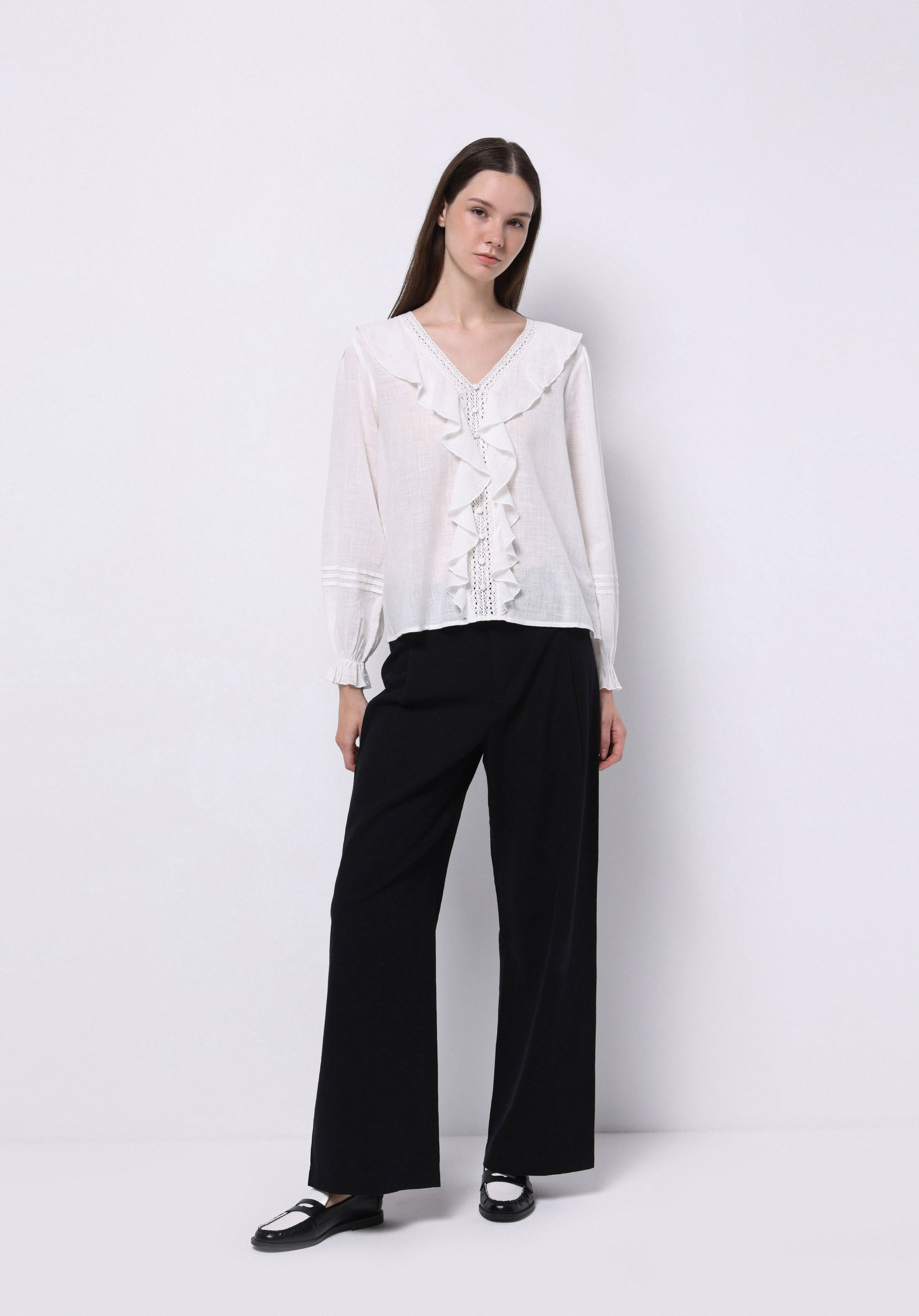 Afișați detalii pentru Bluza Cu Maneca Lunga De Dama Alb Regular Fit  Cl1074634