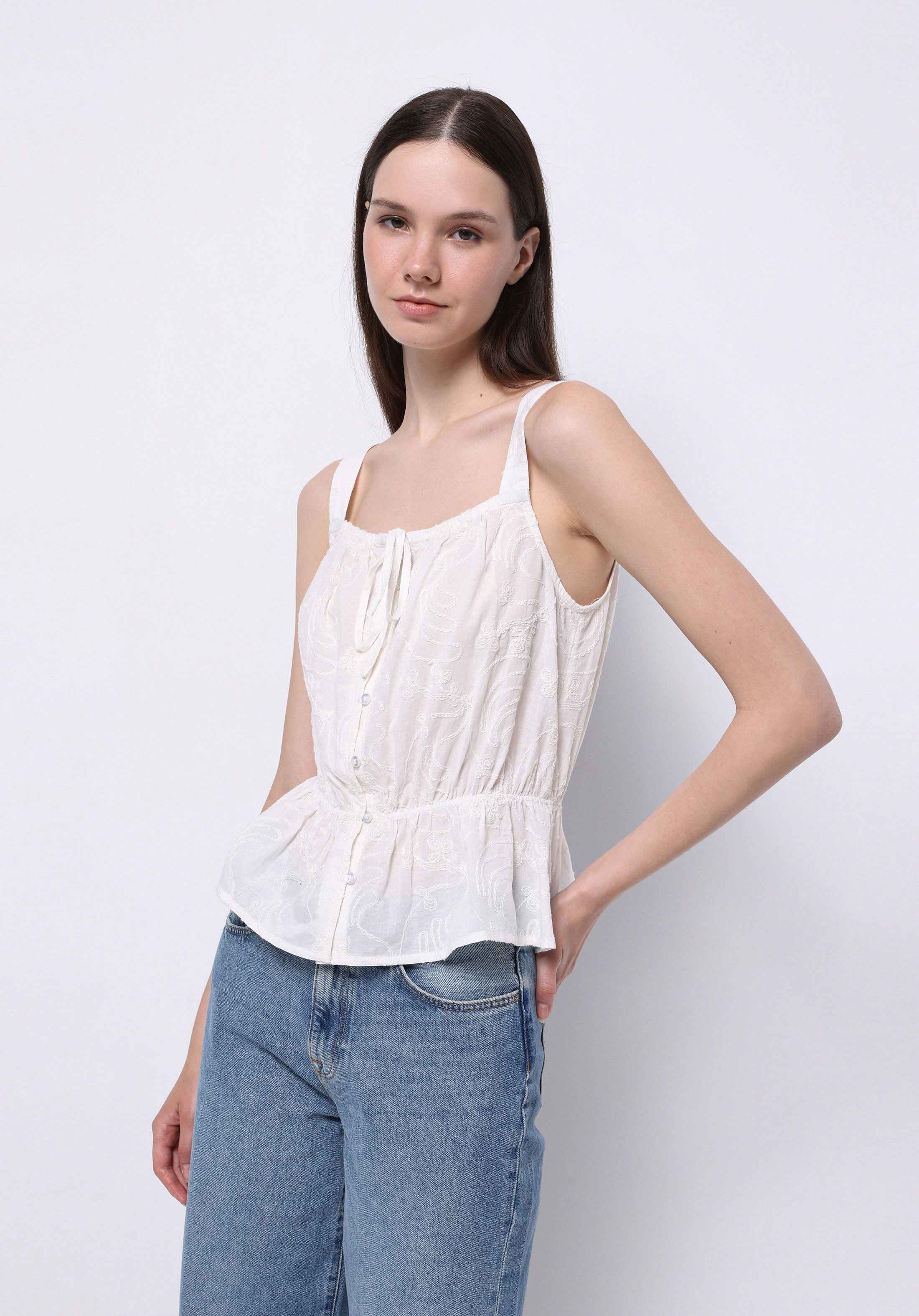 Afișați detalii pentru Cămașă Slim Fit Ecru Pentru Femei