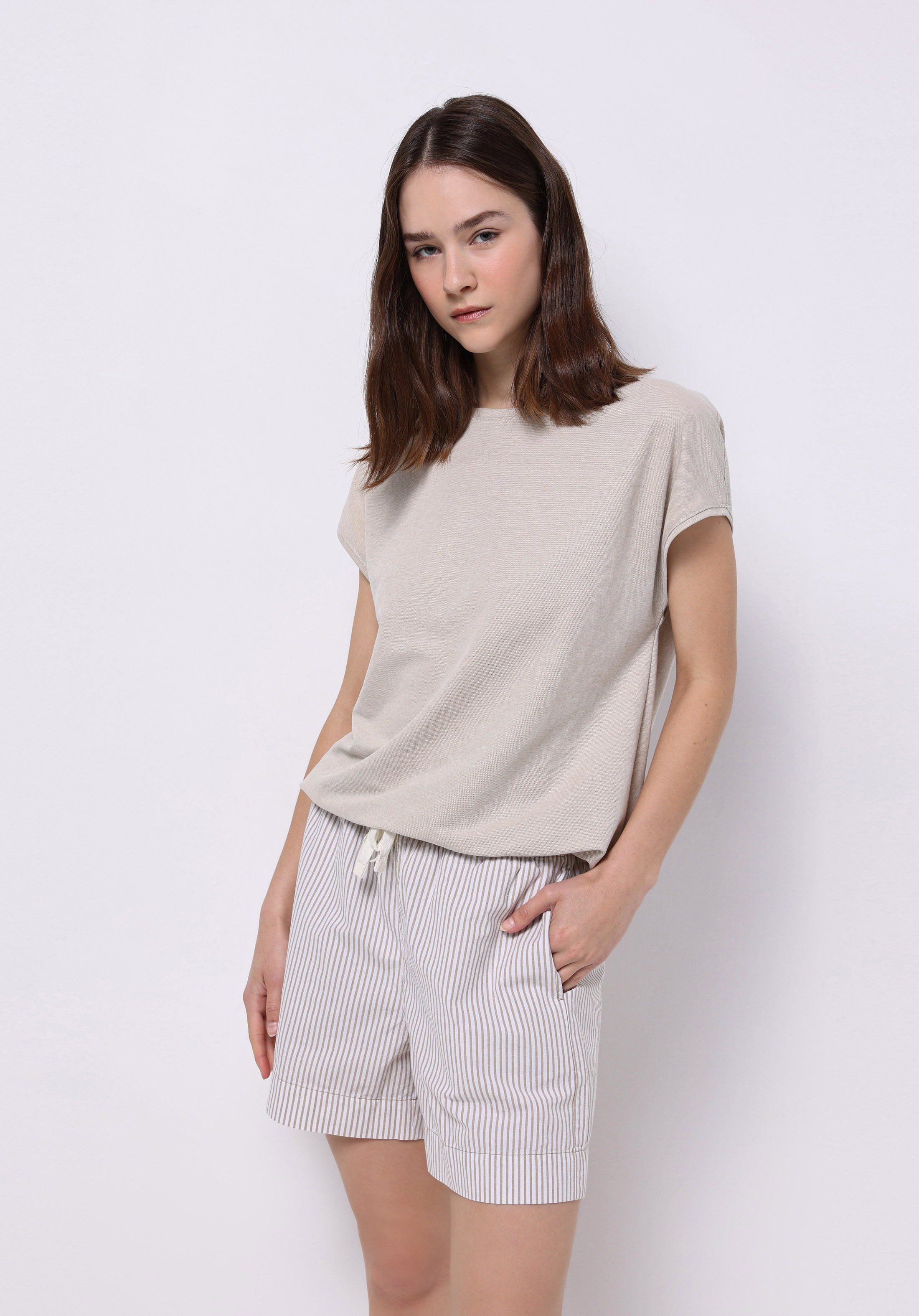 Afișați detalii pentru Bluza Cu Maneca Scurta De Dama Bej Regular Fit  Cl1074351