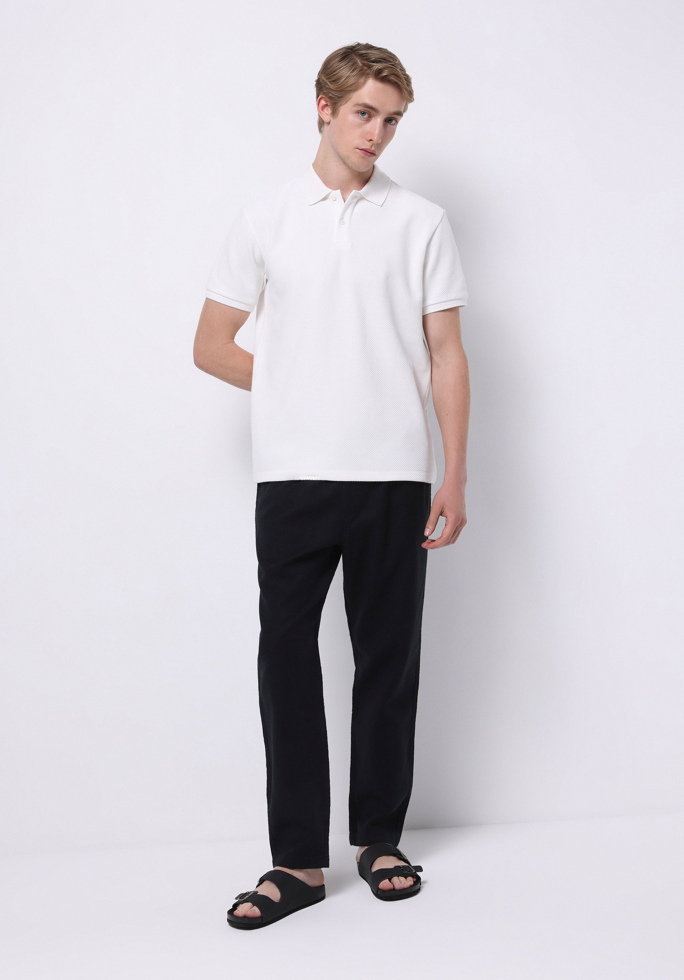 Afișați detalii pentru Tricou Polo Cu Maneca Scurta De Barbati Alb Regular Fit  Cl1074715