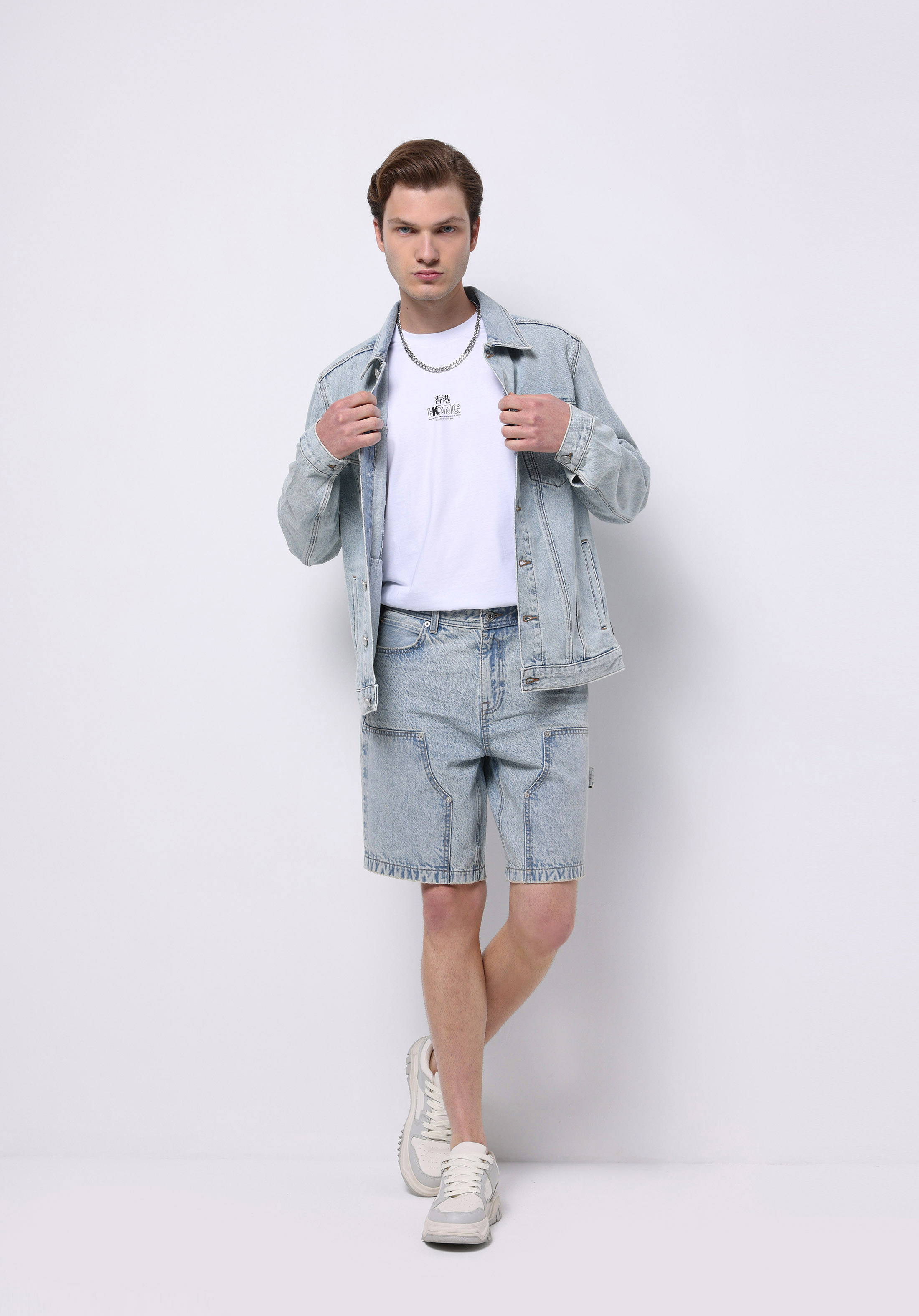 Afișați detalii pentru Short / Pantaloni Scurti De Barbati Albastru Loose Straight Fit  Cl1074447