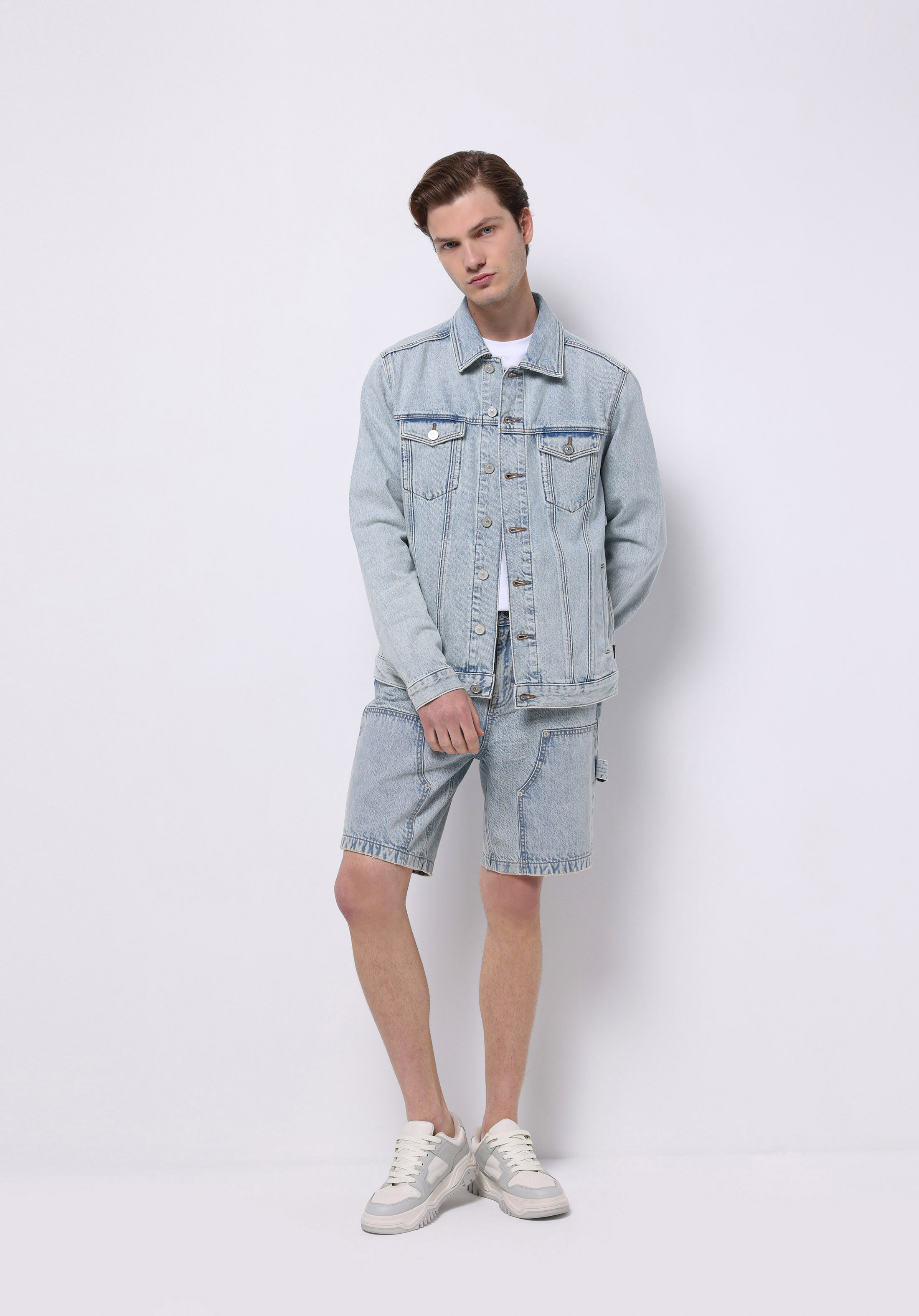 Afișați detalii pentru Short / Pantaloni Scurti De Barbati Albastru Loose Straight Fit  Cl1074447