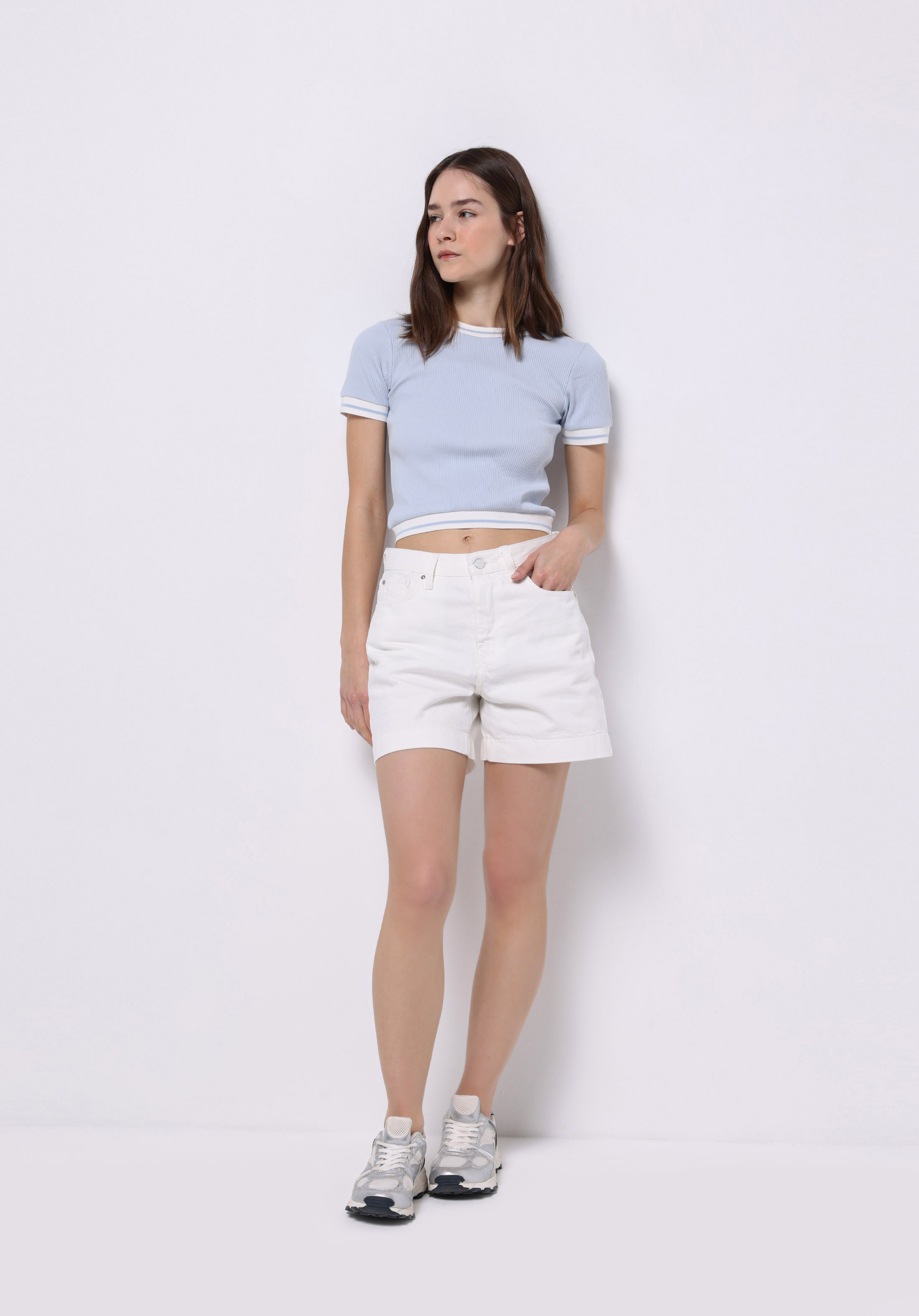 Afișați detalii pentru Pulover Cu Mâneci Scurte De Dama Albastru Slim Fit  Cl1074597
