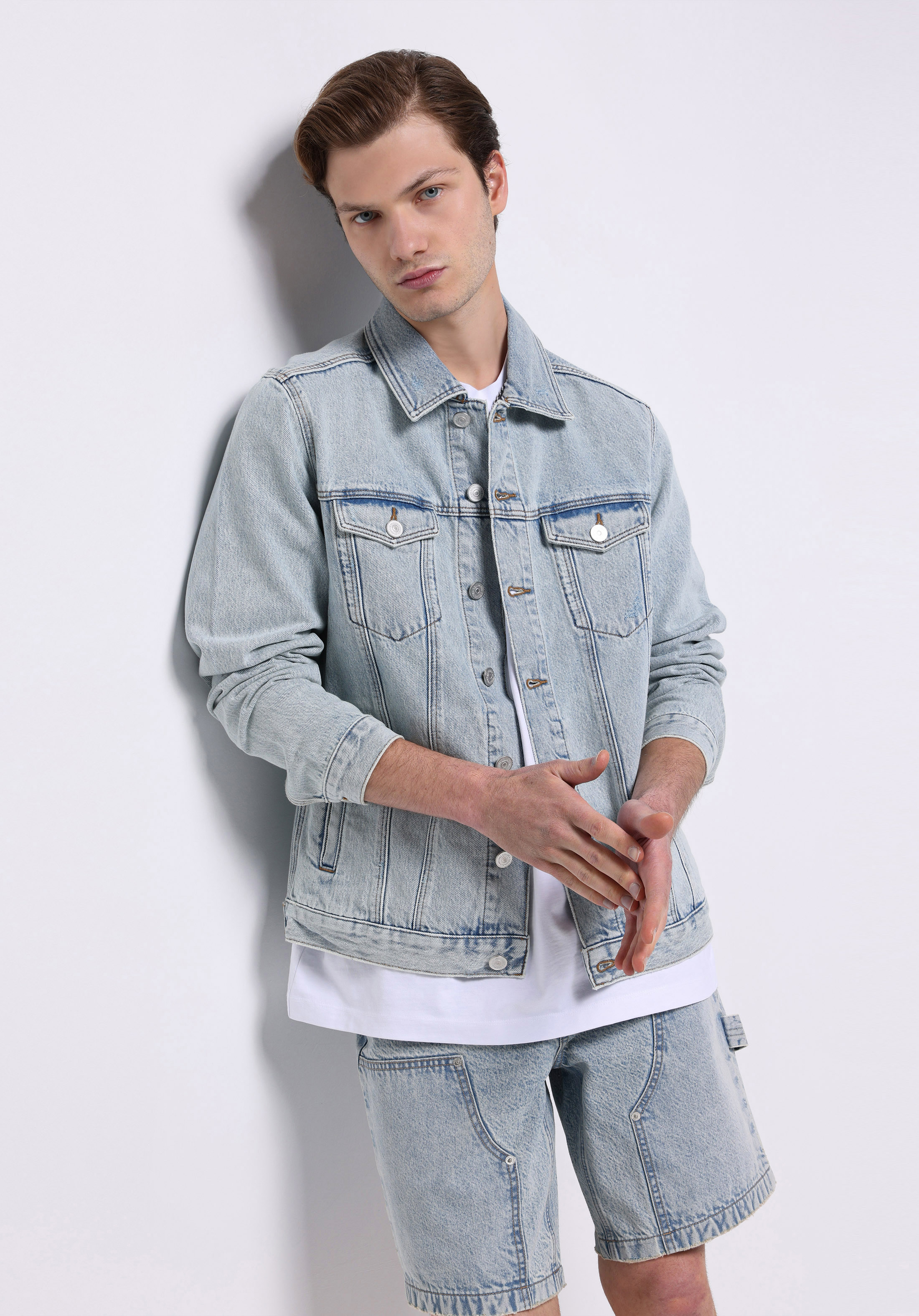 Afișați detalii pentru Jachetă Albastră Pentru Bărbați Regular Fit Button-Down Unlined Unlined