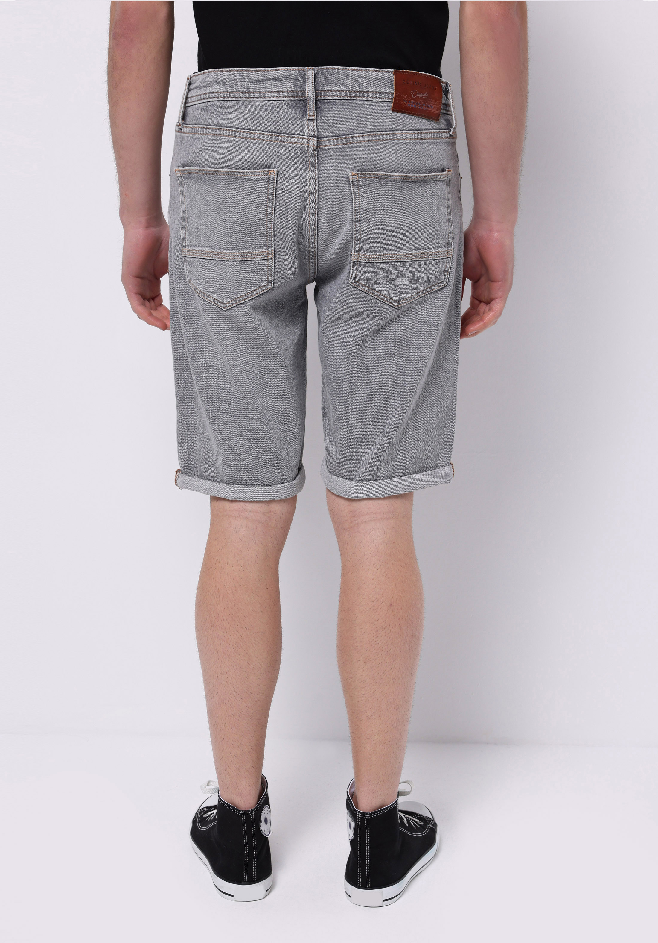 Afișați detalii pentru Pantaloni Scurți De Jeans Gri Pentru Bărbați Cu Talie Joasă
