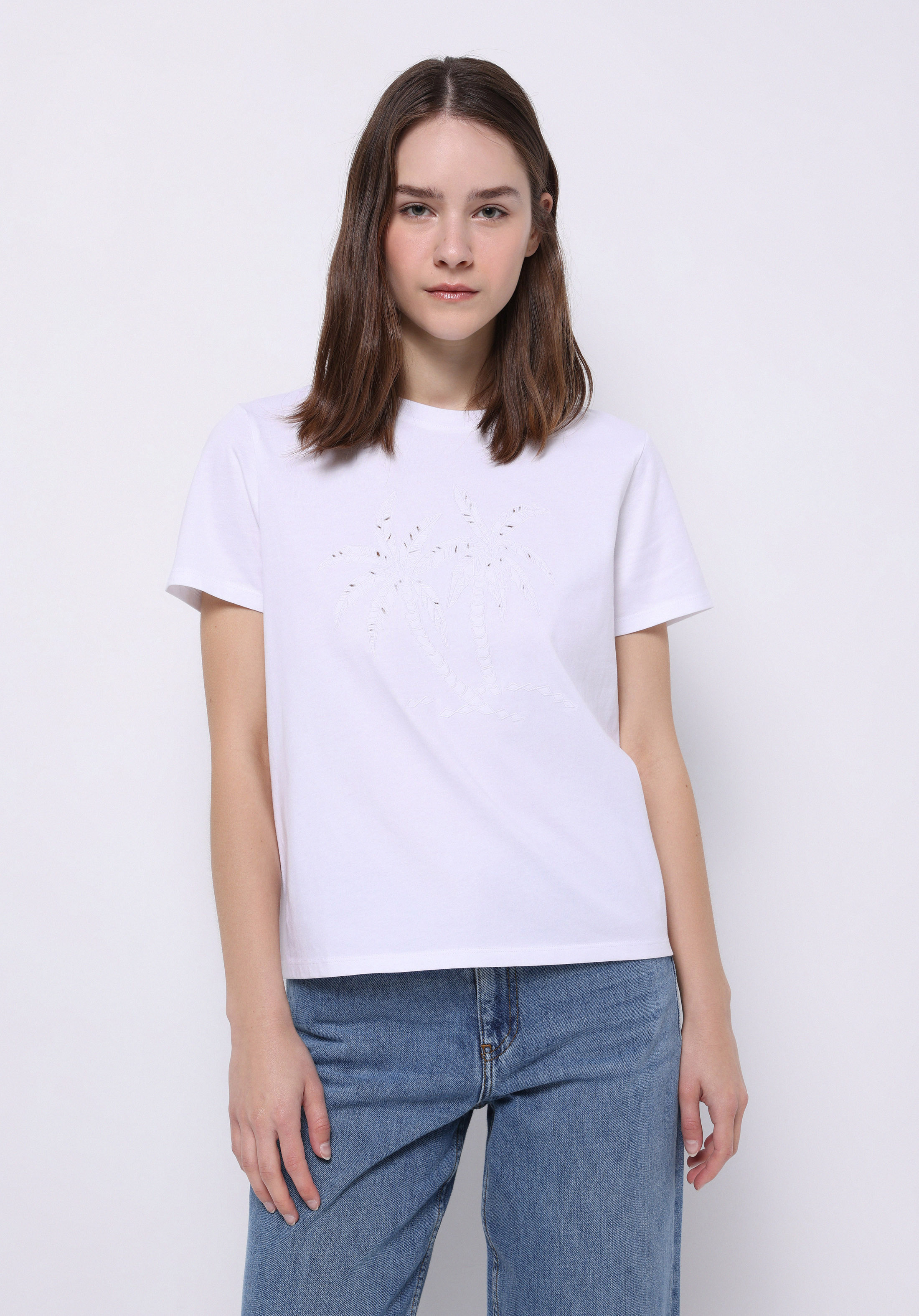 Afișați detalii pentru Tricou Cu Maneca Scurta De Dama Alb Regular Fit  Cl1074234
