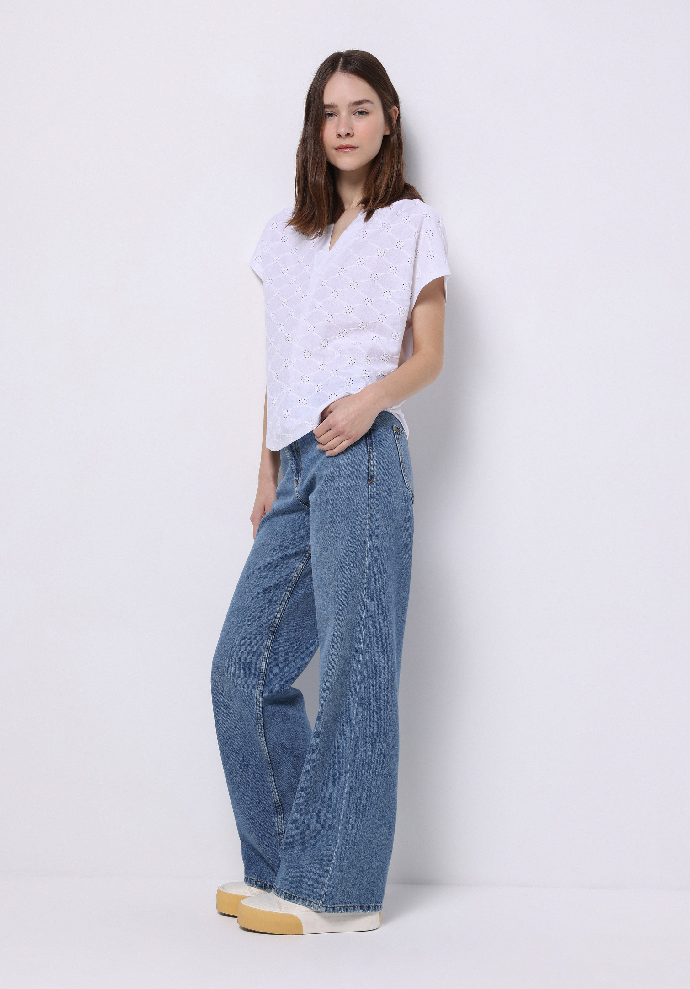 Afișați detalii pentru Bluza Cu Maneca Scurta De Dama Alb Regular Fit  Cl1074287