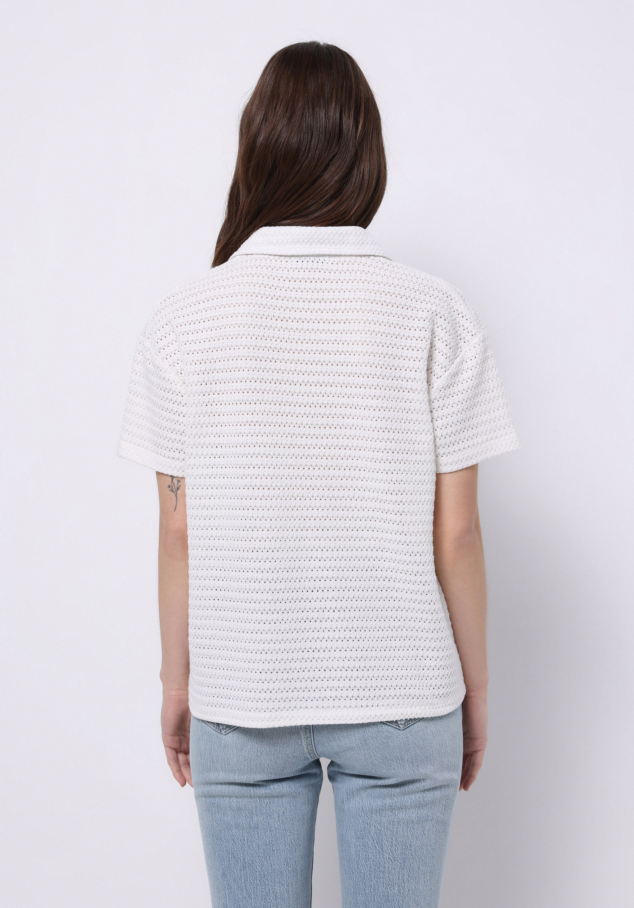 Afișați detalii pentru Tricou Polo Cu Maneca Scurta De Dama Alb Regular Fit  Cl1074302