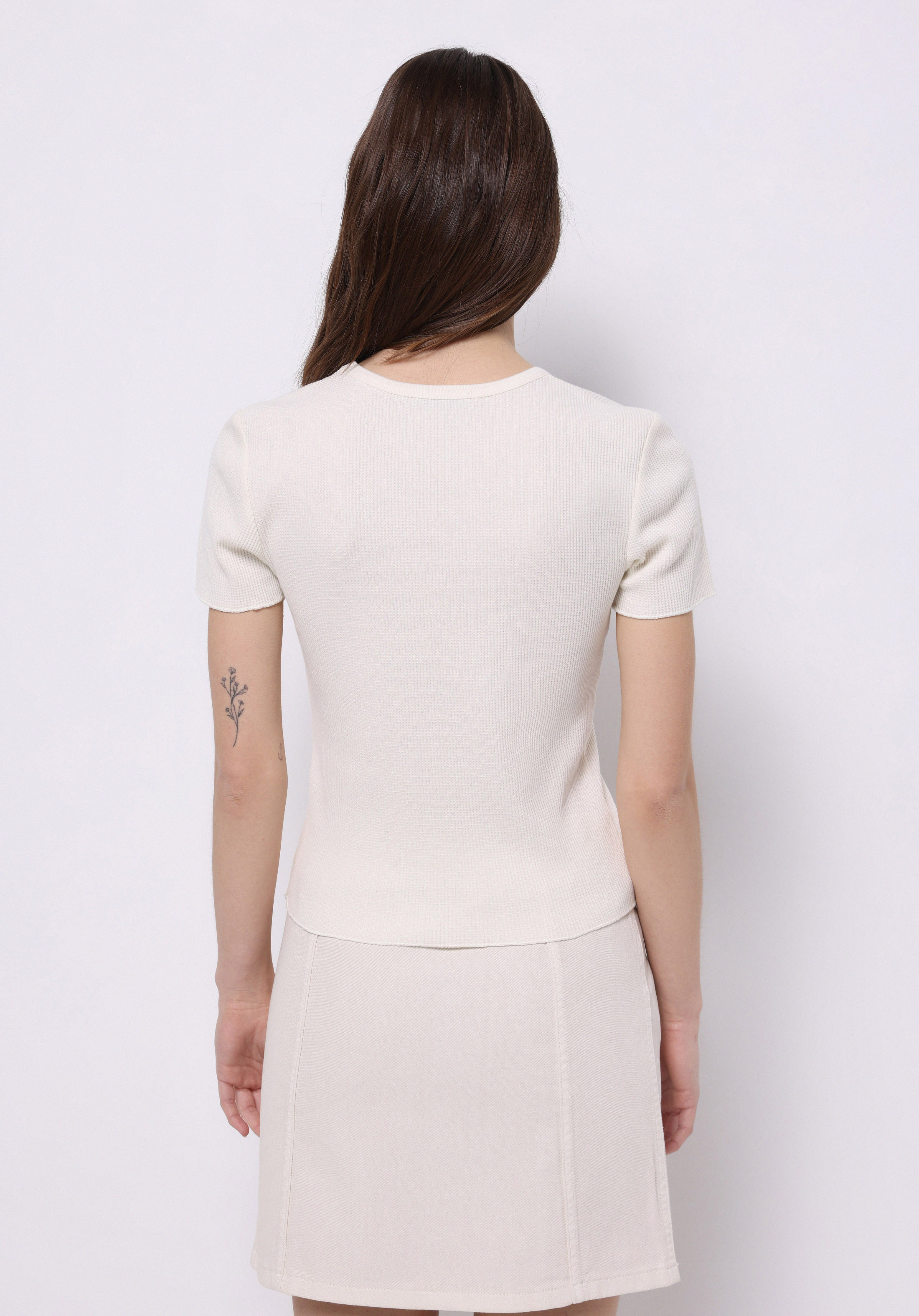 Afișați detalii pentru Tricou Cu Maneca Scurta De Dama Ecru Slim Fit  Cl1074534